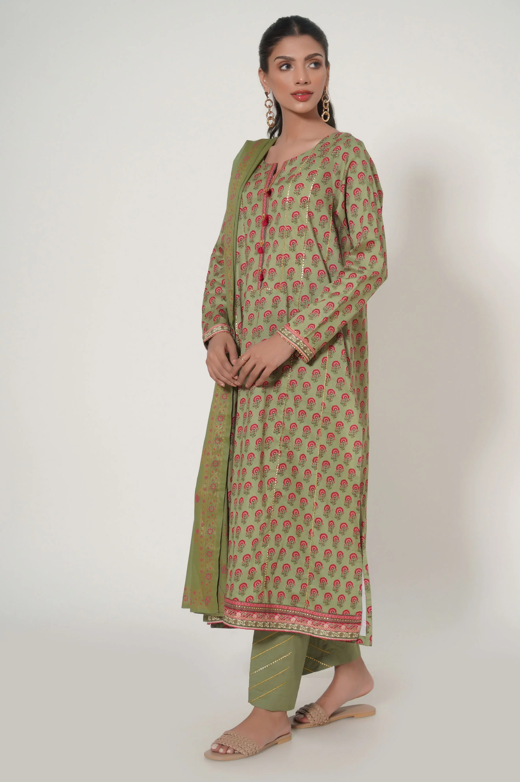 Stitched 3 Piece Printed Lawn Suit - Image 5
