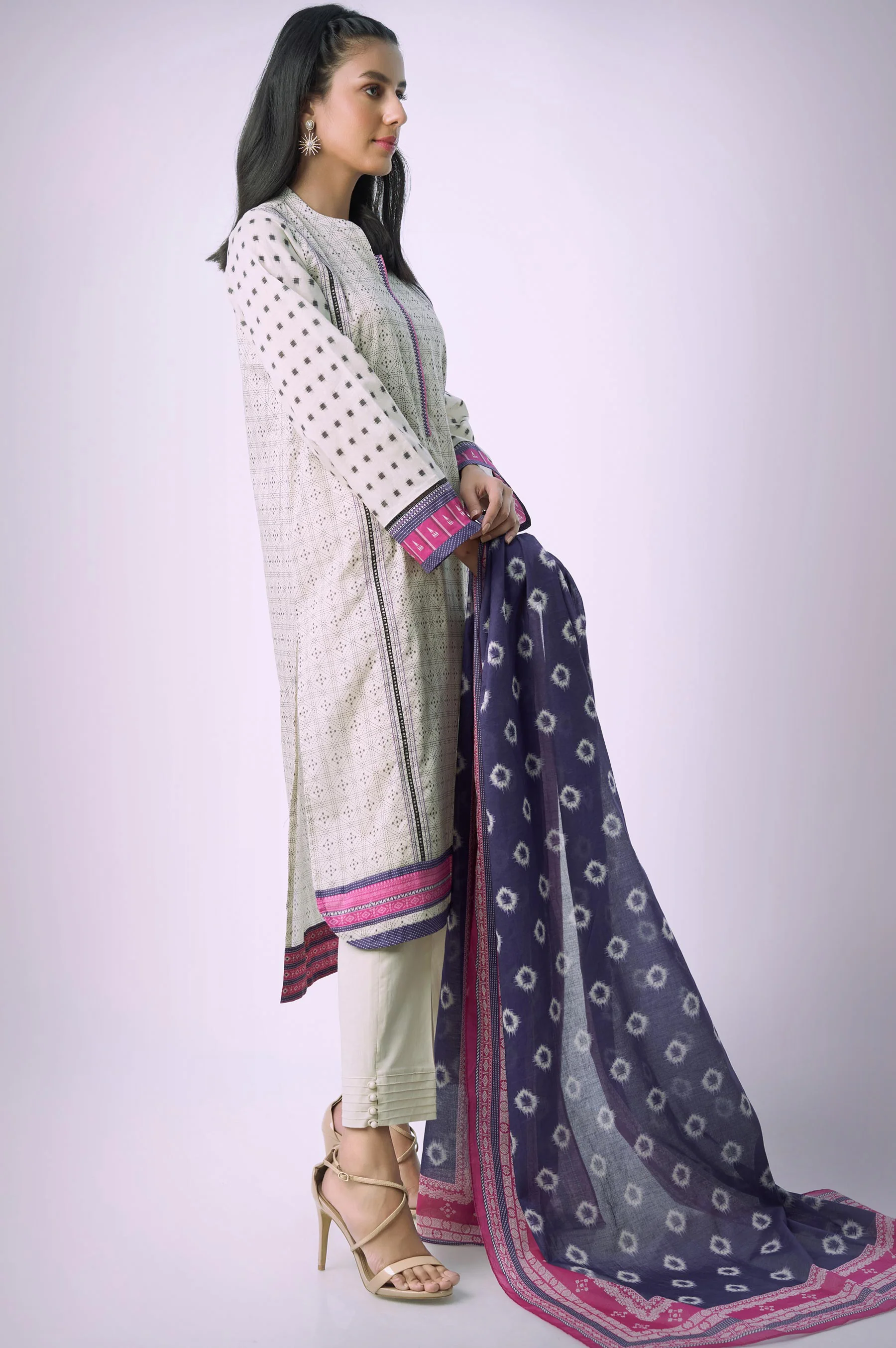 Stitched 3 Piece Printed Lawn Suit - Image 4