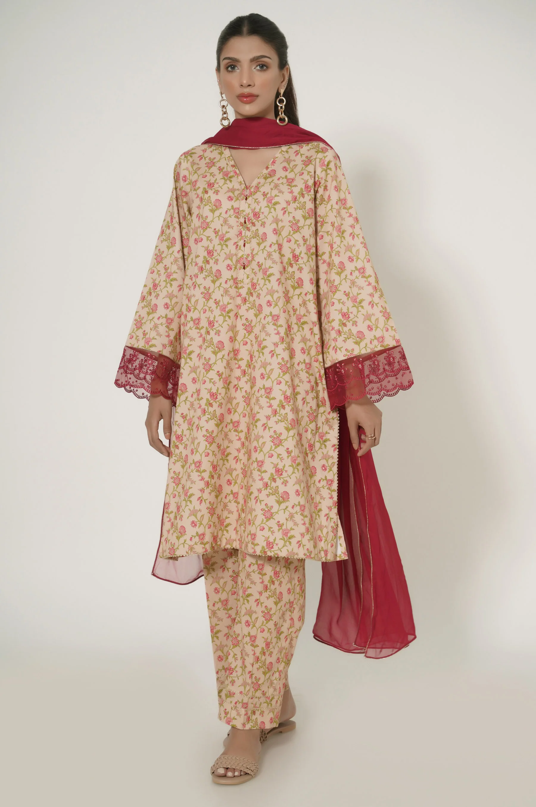 Stitched 3 Piece Printed Lawn