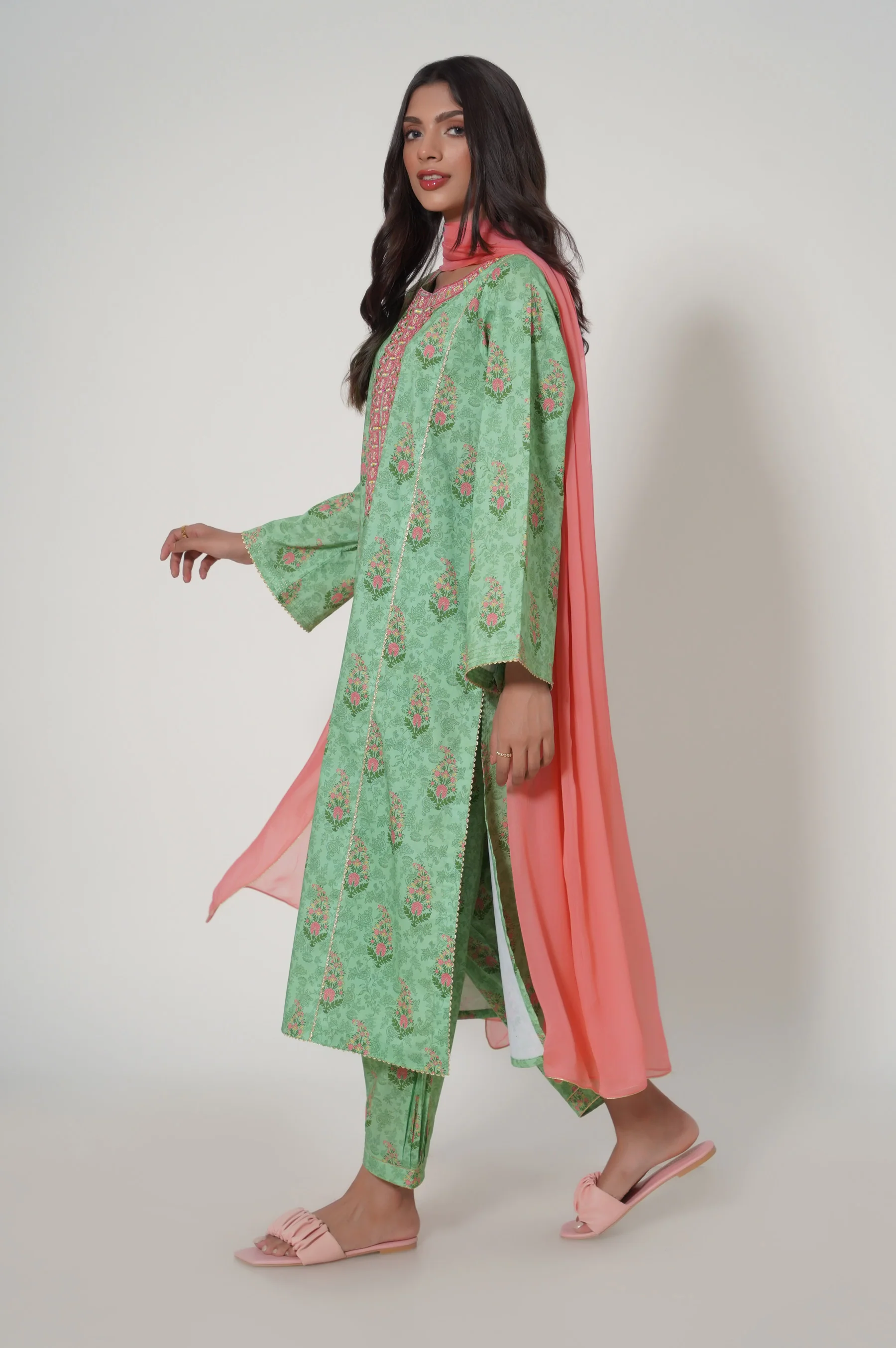 Stitched 3 Piece Printed Lawn Suit - Image 3