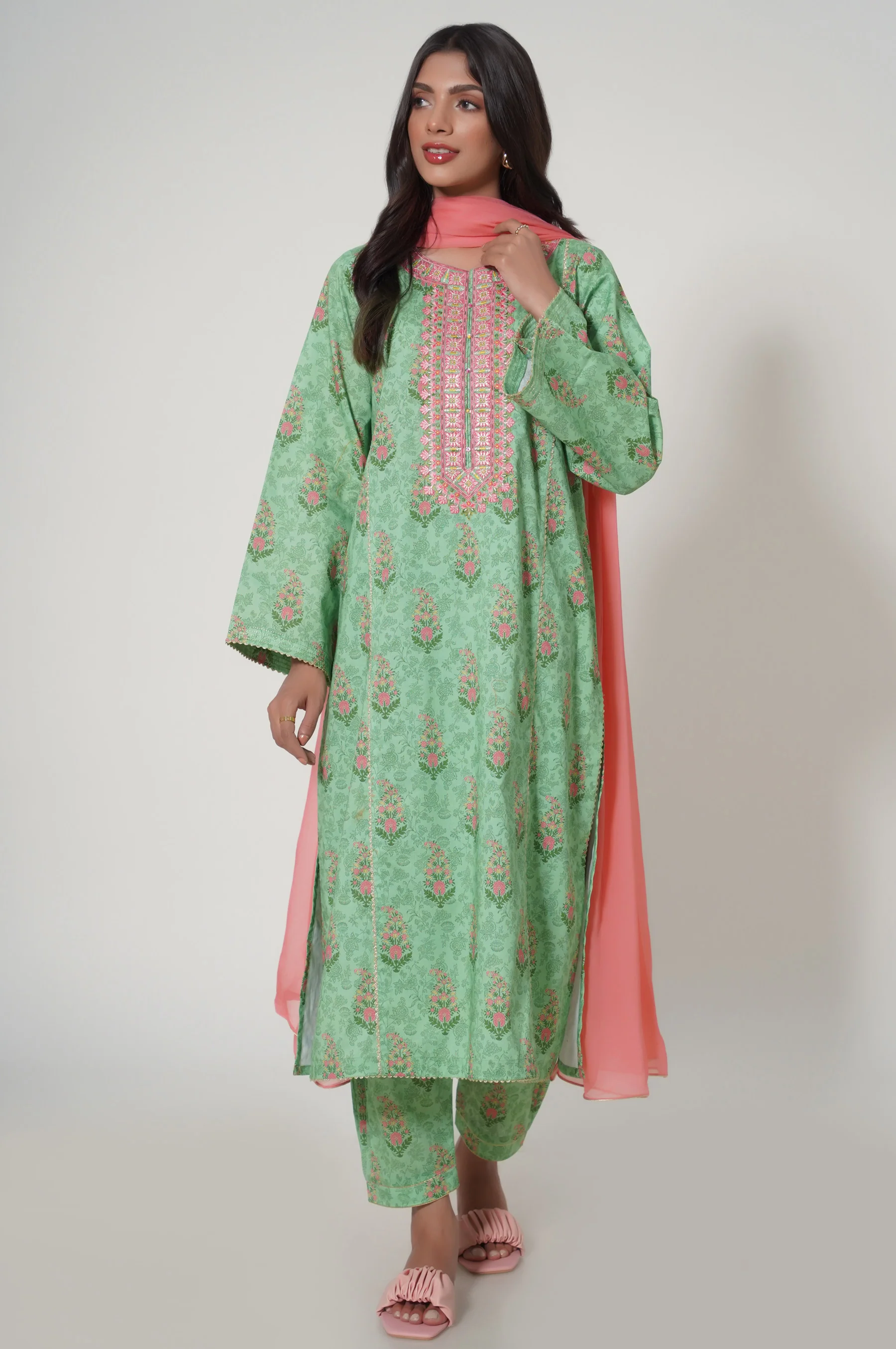 Stitched 3 Piece Printed Lawn Suit - Image 4
