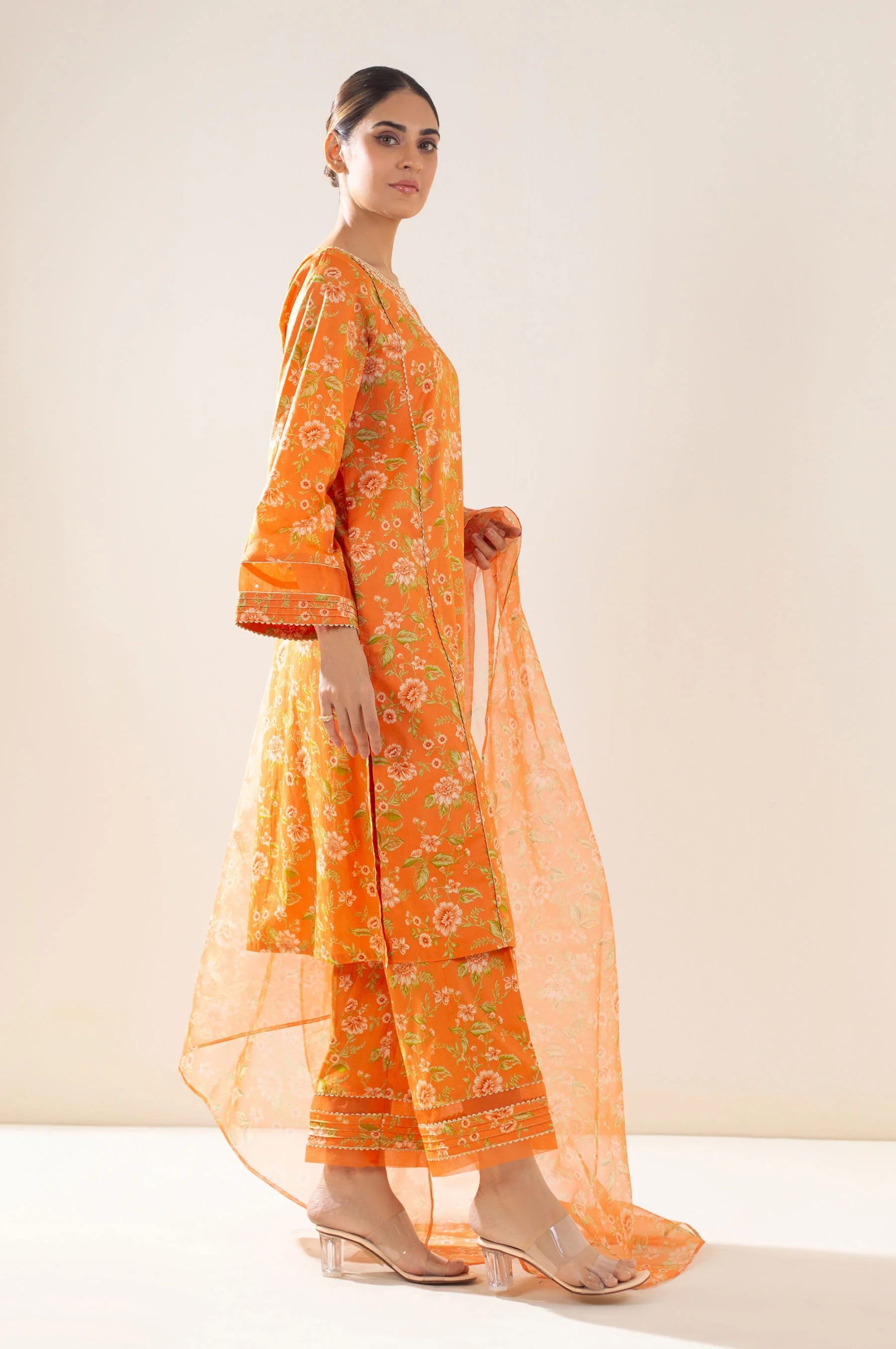 Stitched 3 Piece Printed Lawn Suit - Image 4