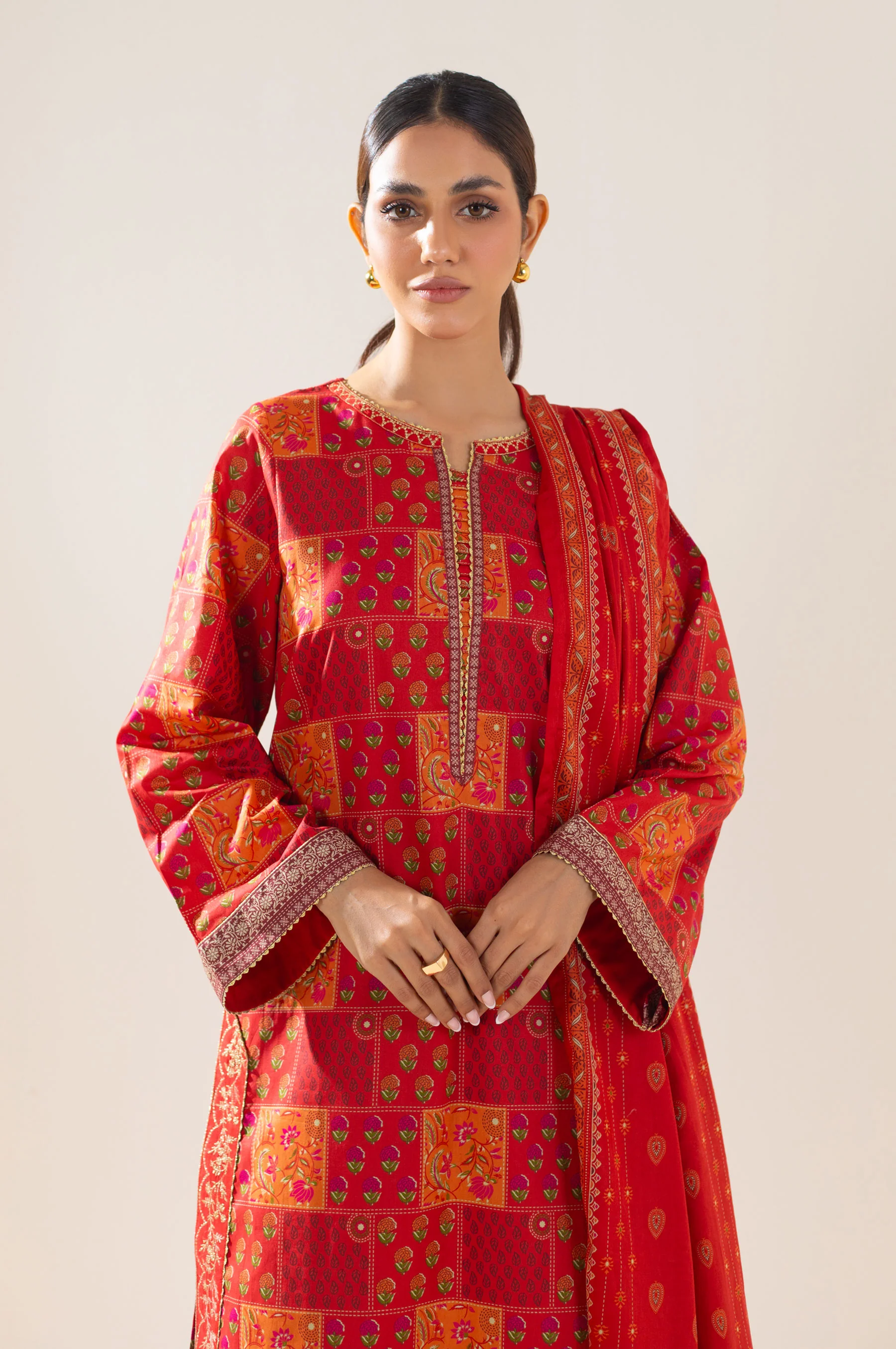 Stitched 3 Piece Printed Lawn Suit - Image 5