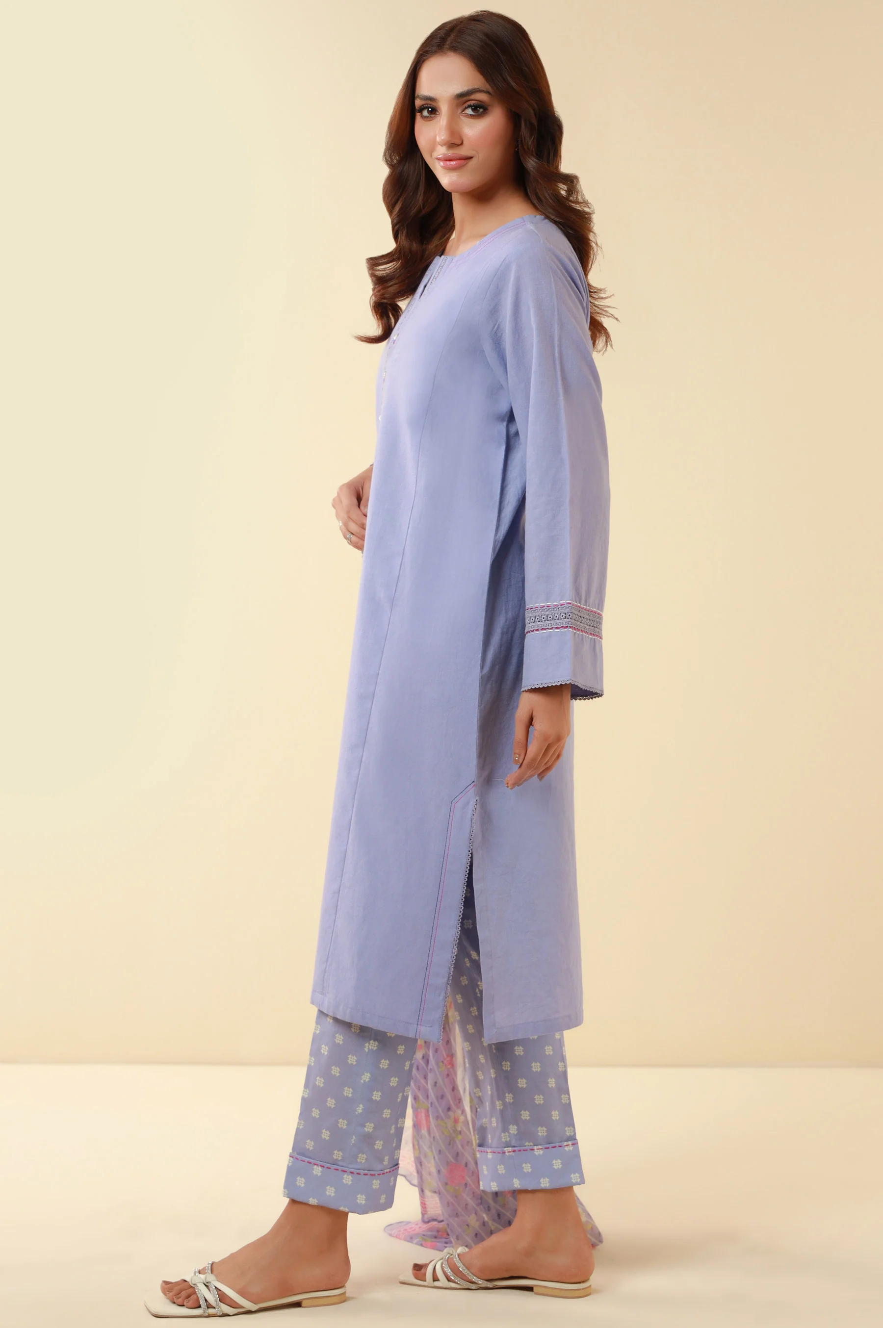 Stitched 3 Piece Printed Lawn Suit - Image 4