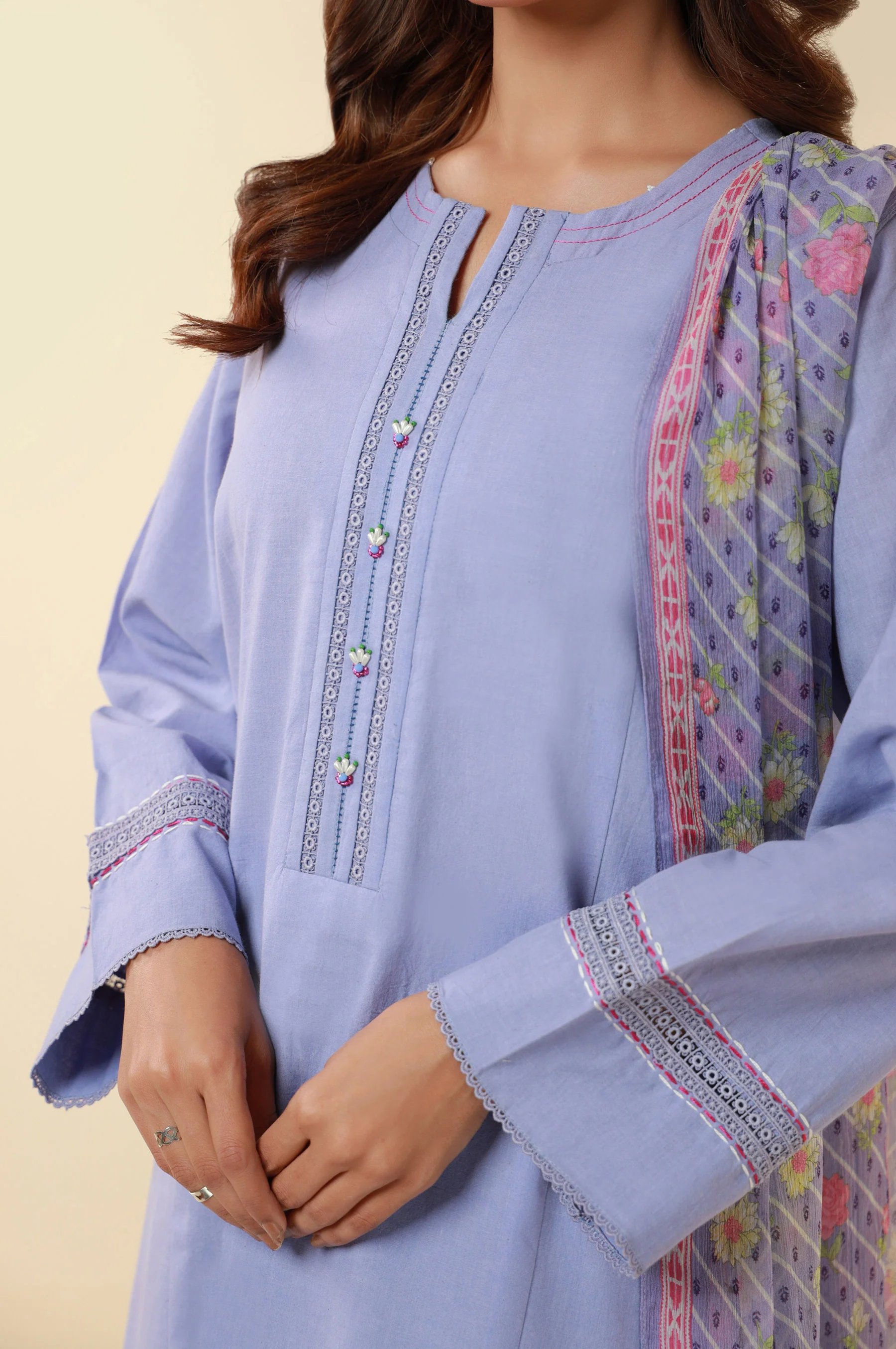 Stitched 3 Piece Printed Lawn Suit - Image 6
