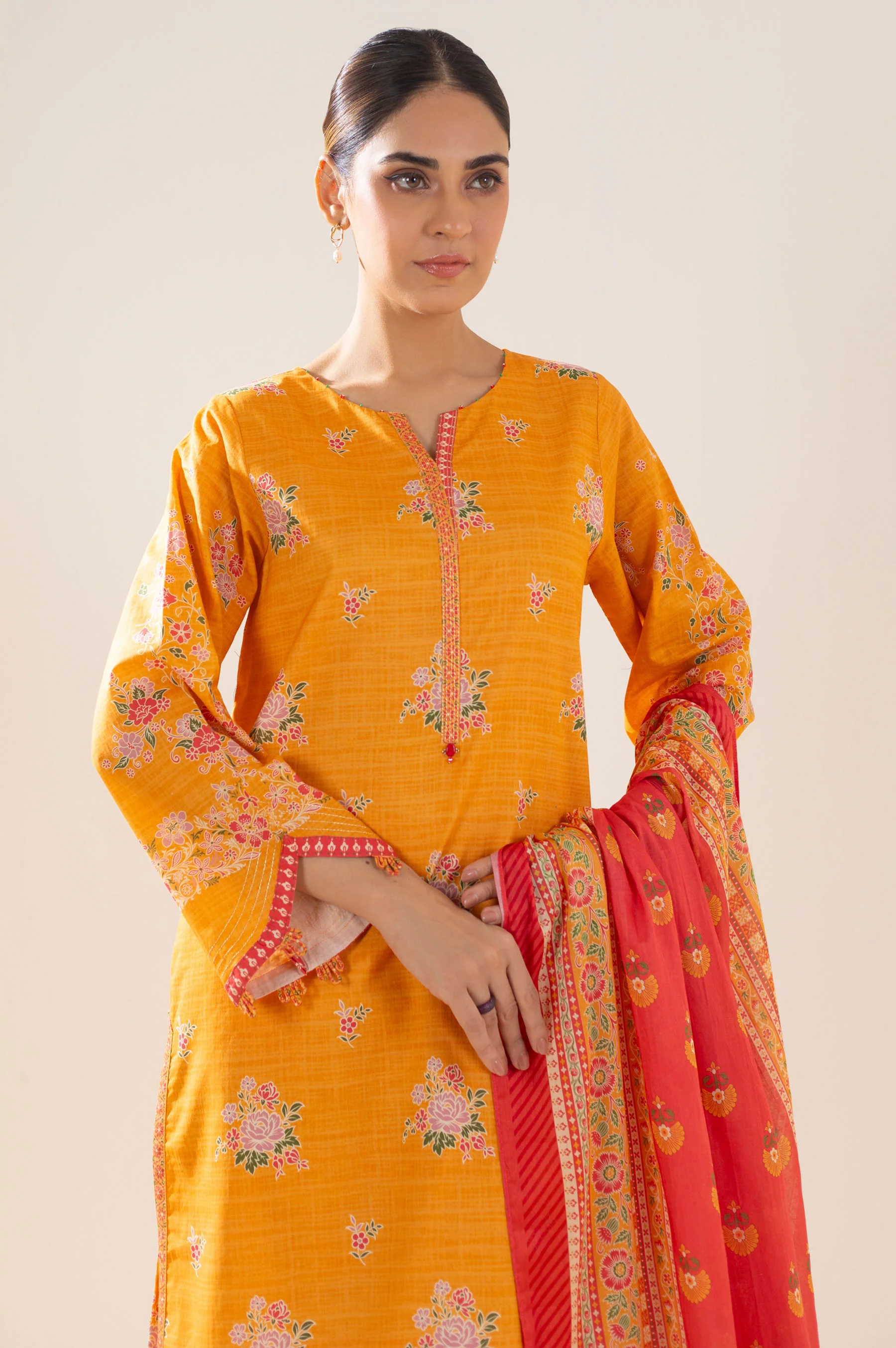 Stitched 3 Piece Printed Lawn Suit - Image 5
