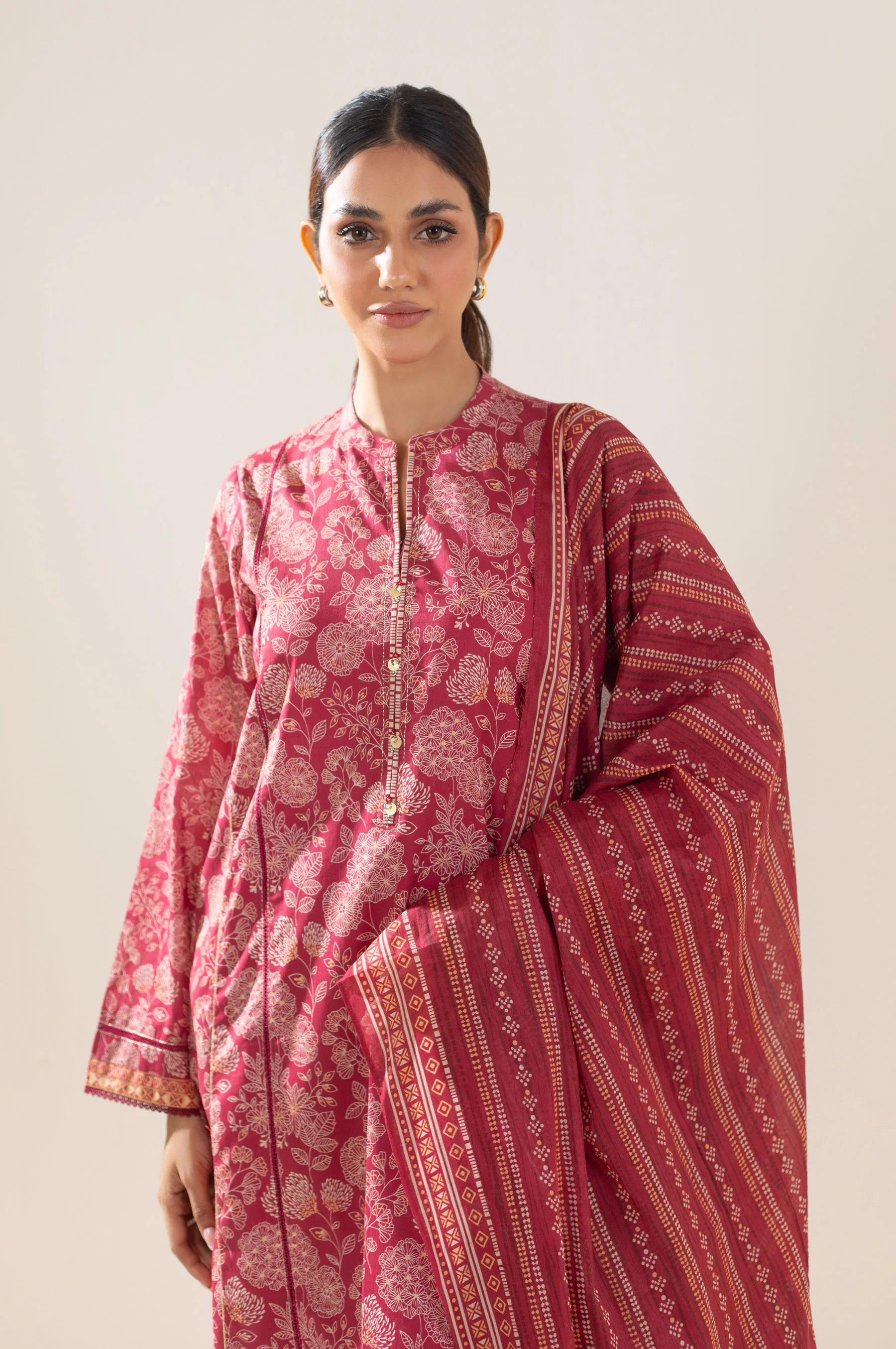 Stitched 3 Piece Printed Lawn Suit - Image 2