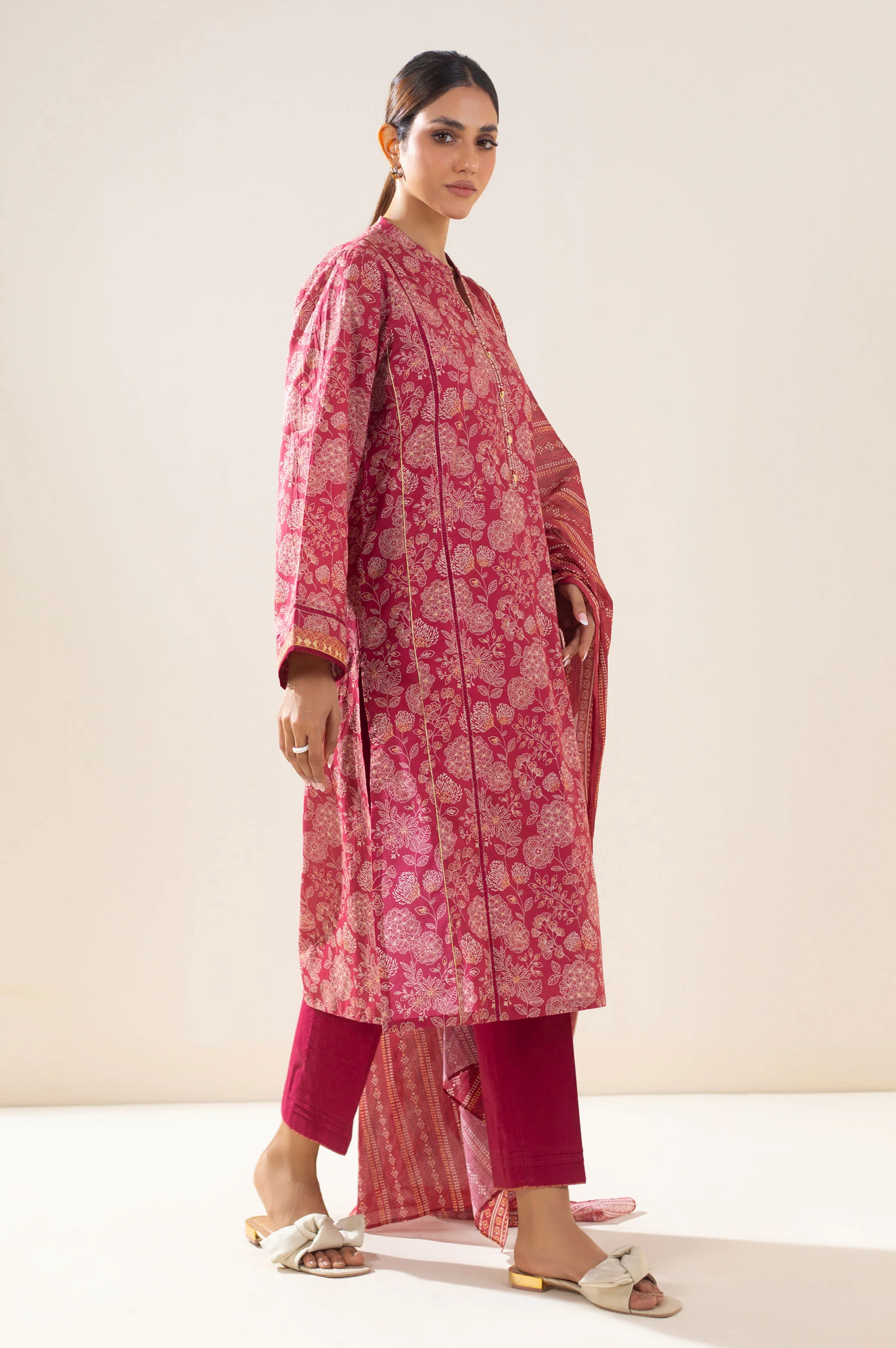 Stitched 3 Piece Printed Lawn Suit - Image 3