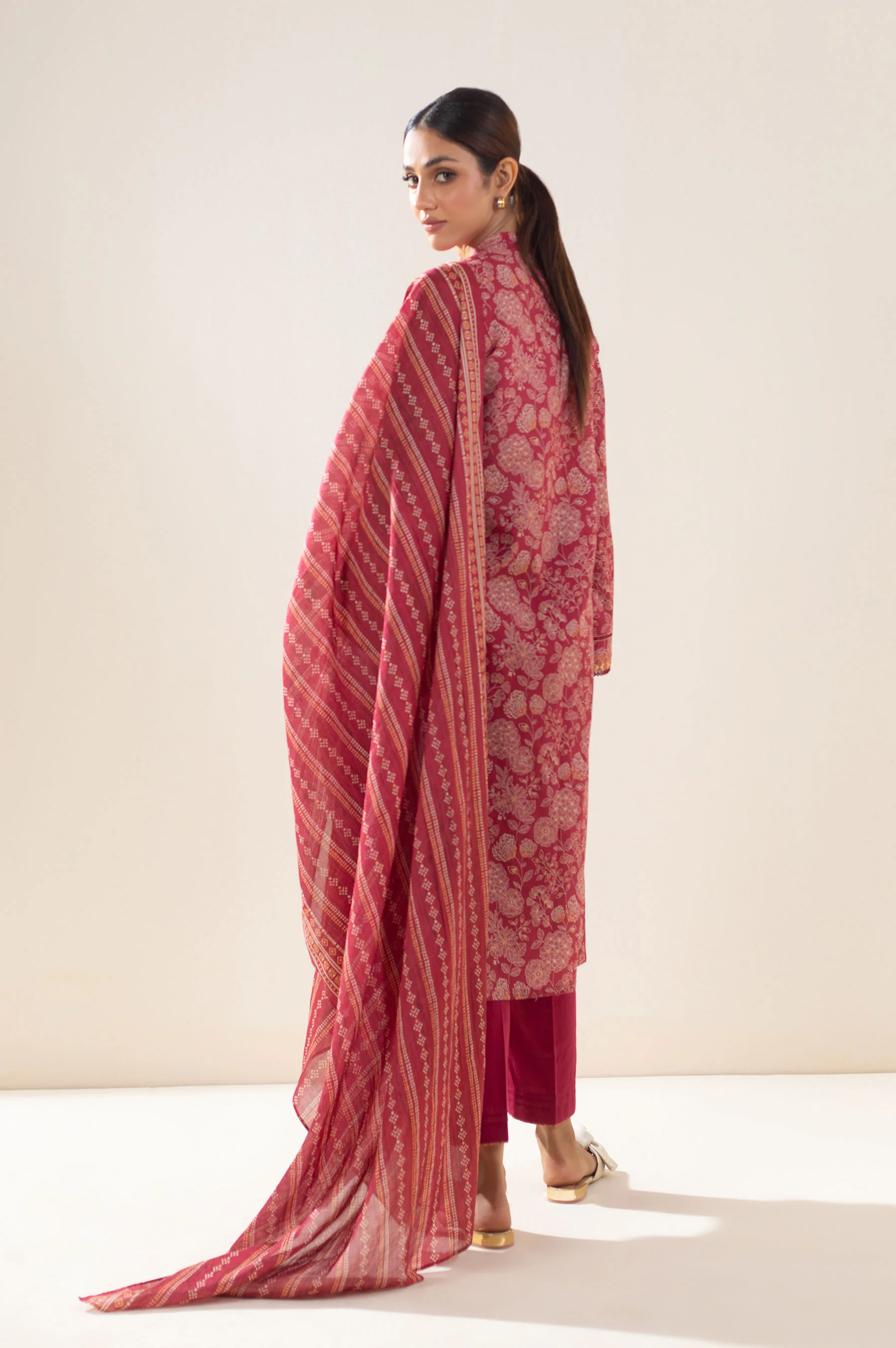 Stitched 3 Piece Printed Lawn Suit - Image 5