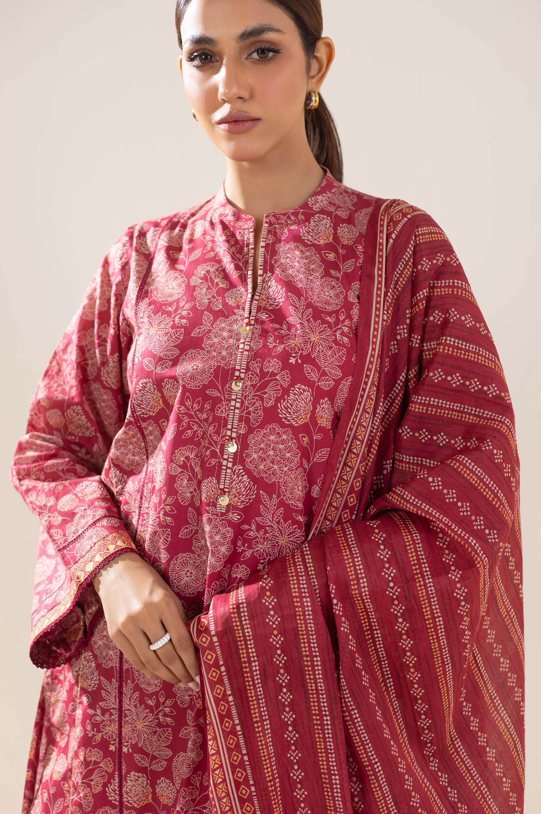 Stitched 3 Piece Printed Lawn Suit - Image 6