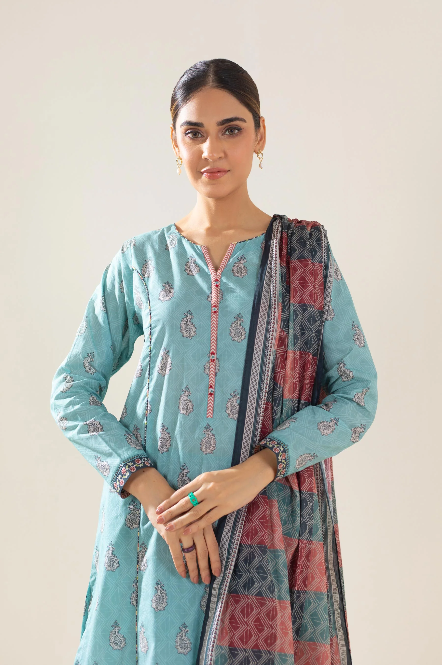 Stitched 3 Piece Printed Lawn Suit - Image 2