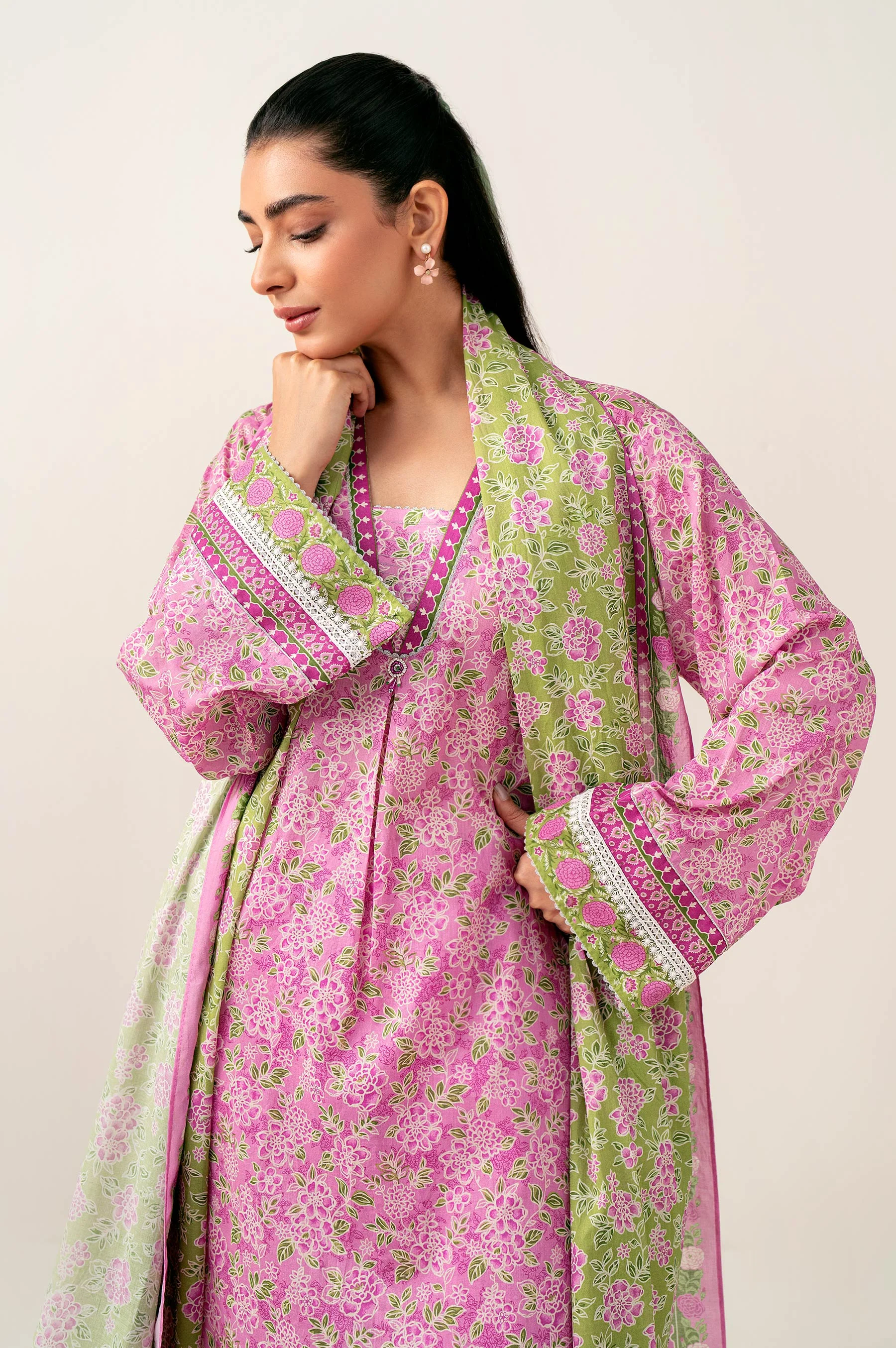 Stitched 3 Piece Printed Lawn Suit - Image 5