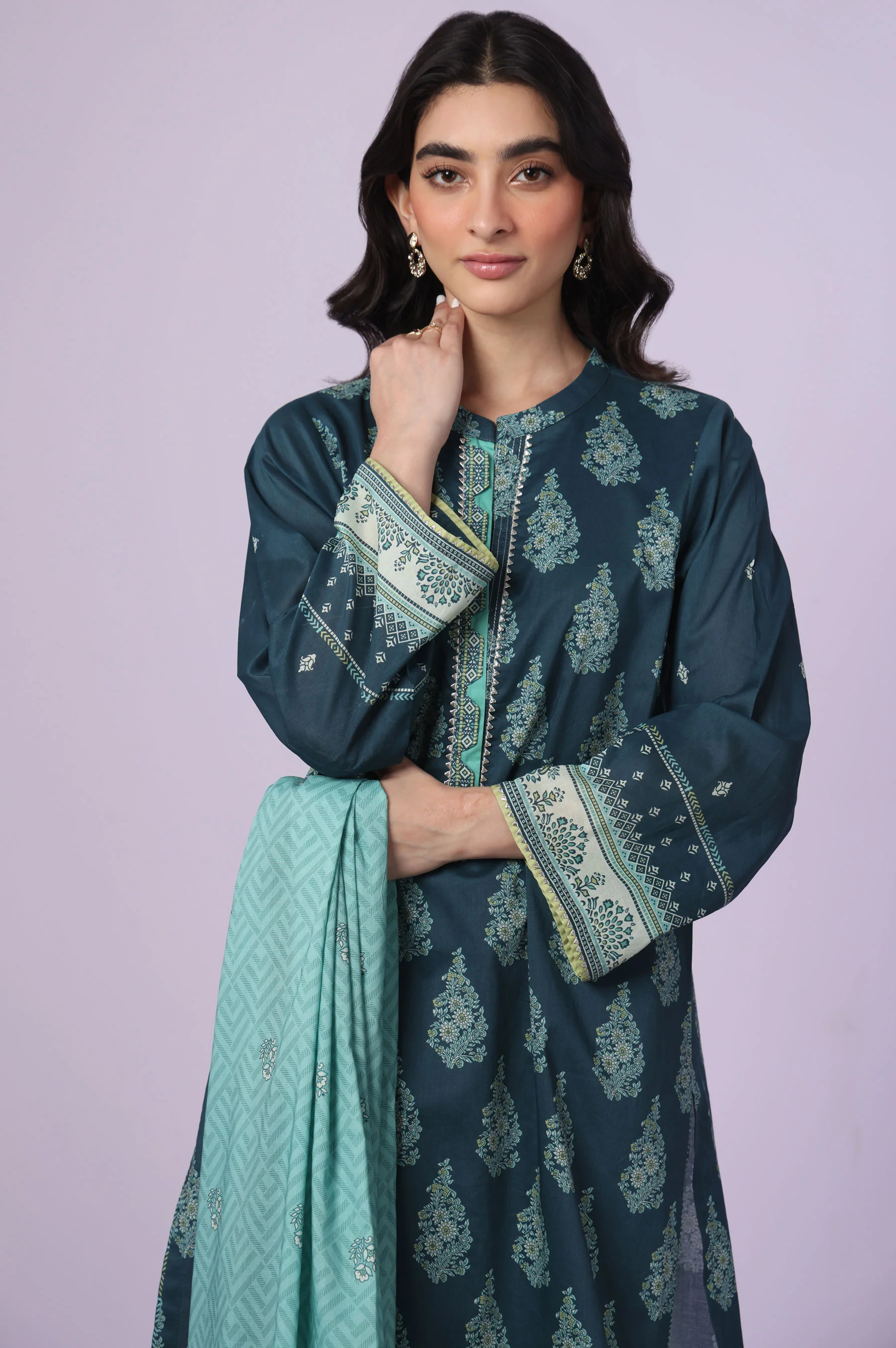 Stitched 3 Piece Printed Lawn Suit - Image 2