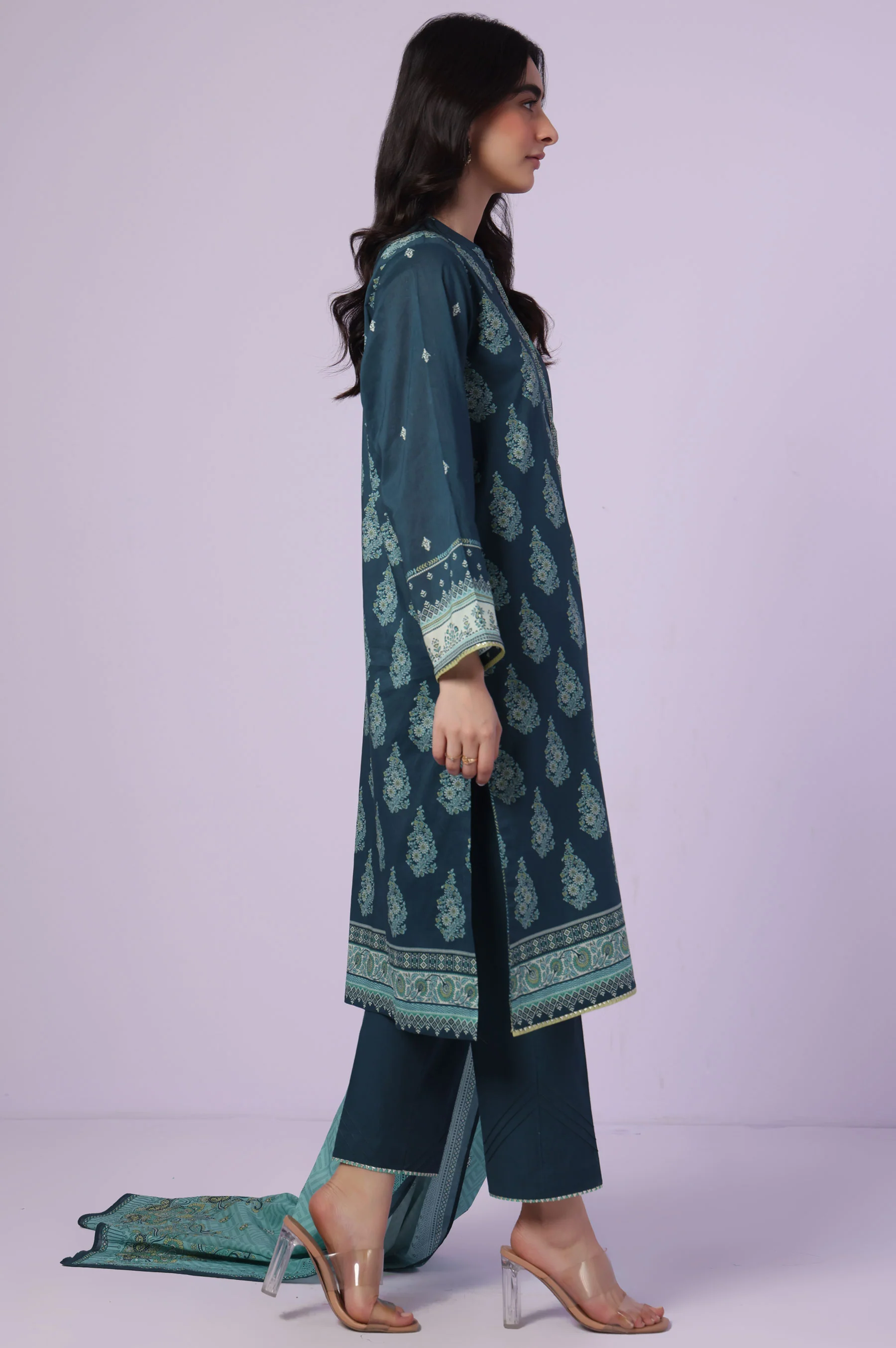 Stitched 3 Piece Printed Lawn Suit - Image 6