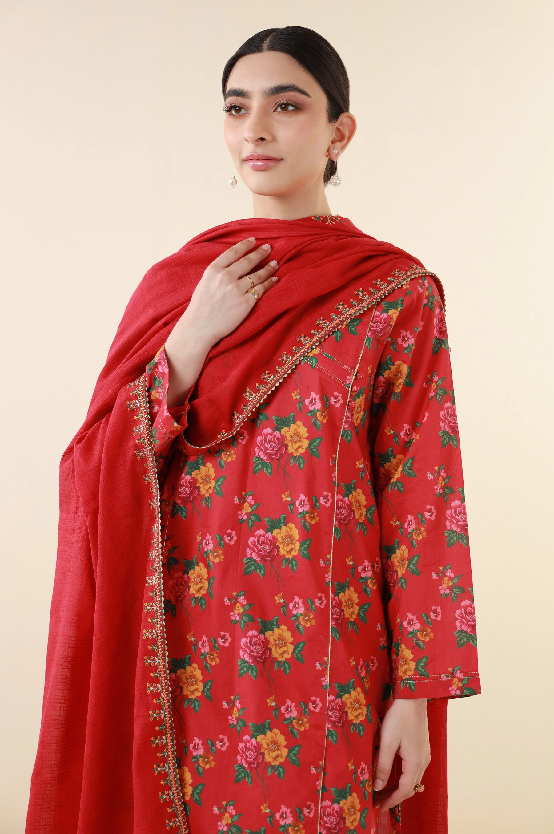 Stitched 3 Piece Printed Lawn Suit - Image 2
