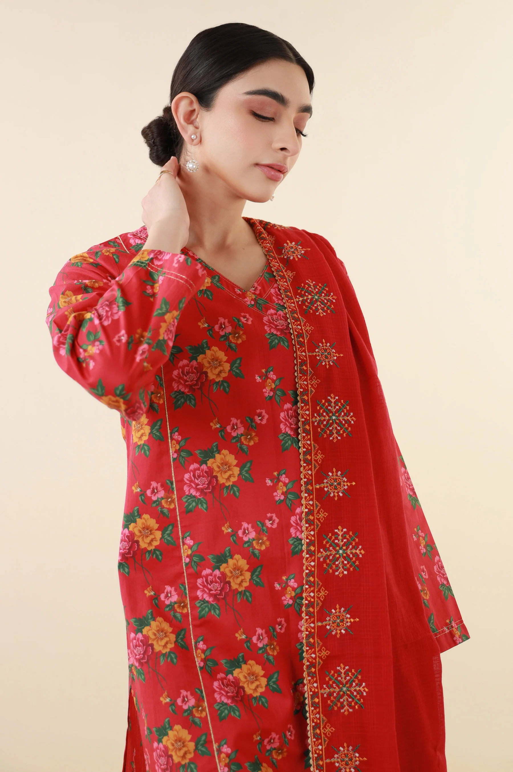 Stitched 3 Piece Printed Lawn Suit - Image 5