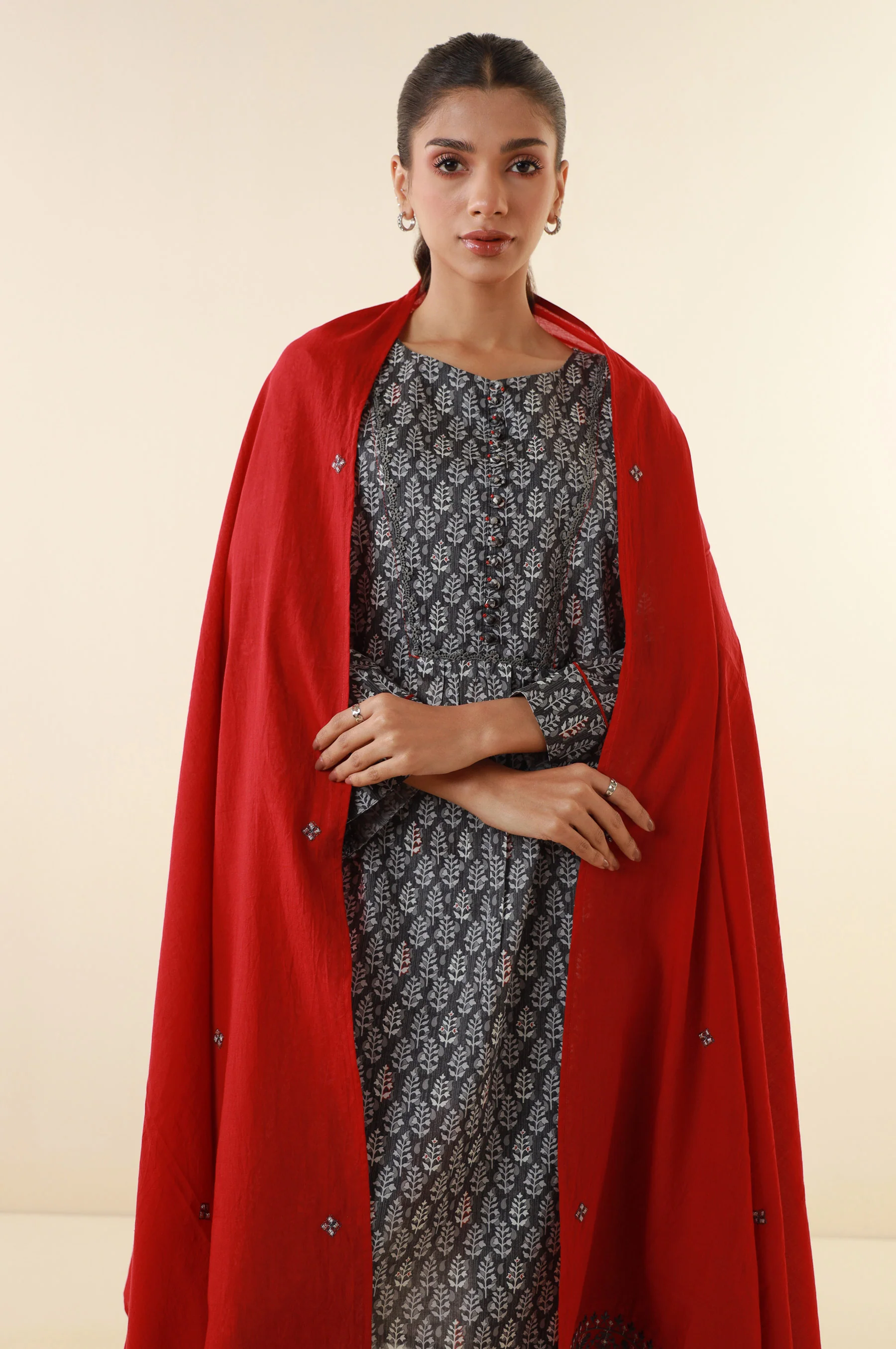 Stitched 3 Piece Printed Lawn Suit - Image 2
