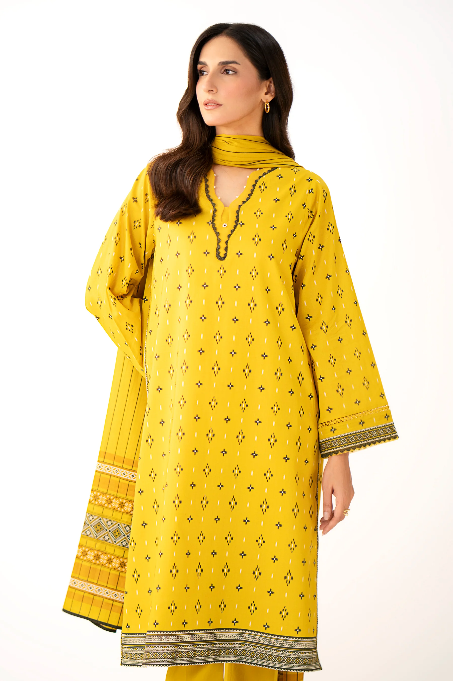 Stitched 3 Piece Printed Lawn Suit - Image 2