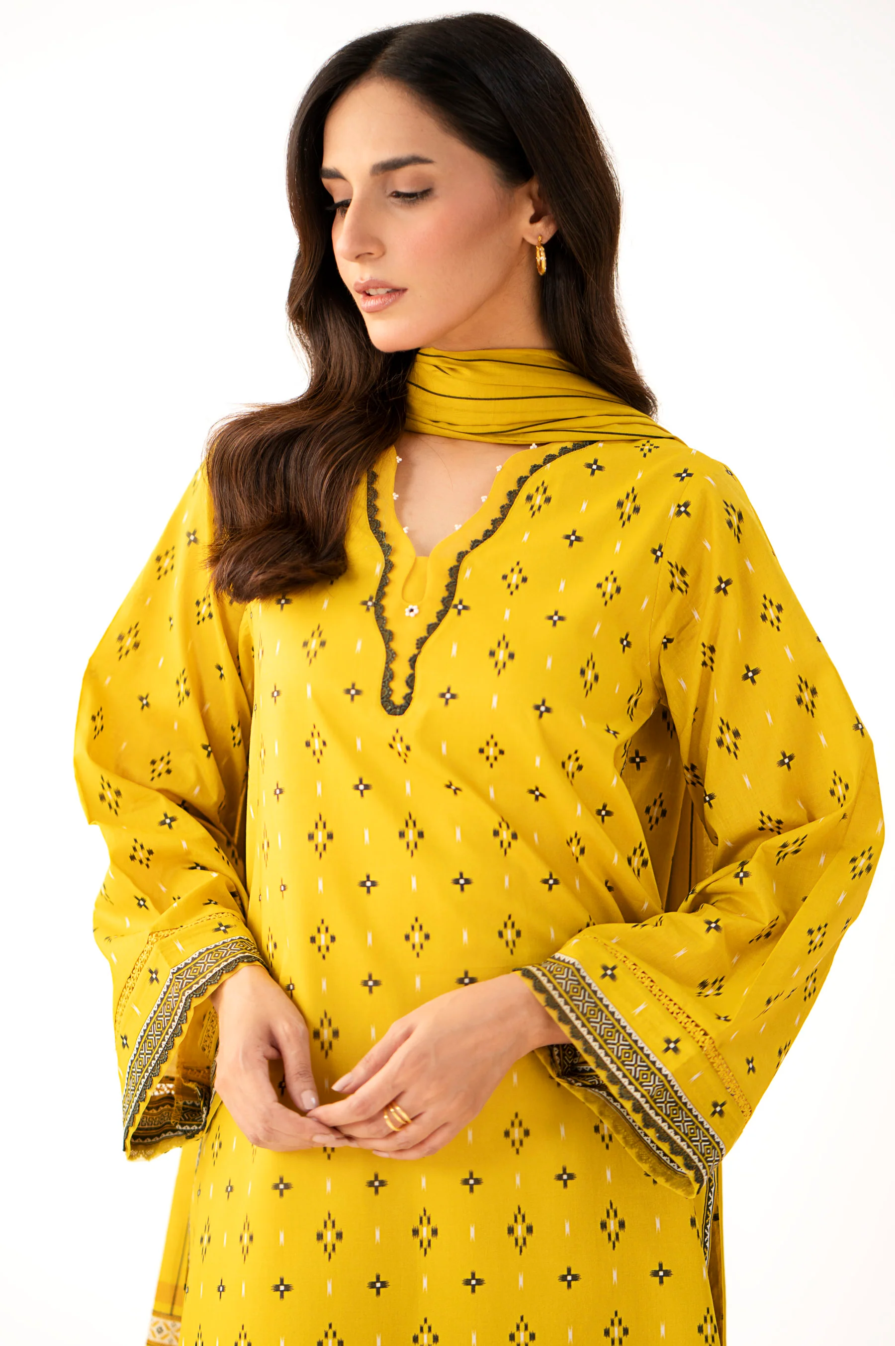 Stitched 3 Piece Printed Lawn Suit - Image 5