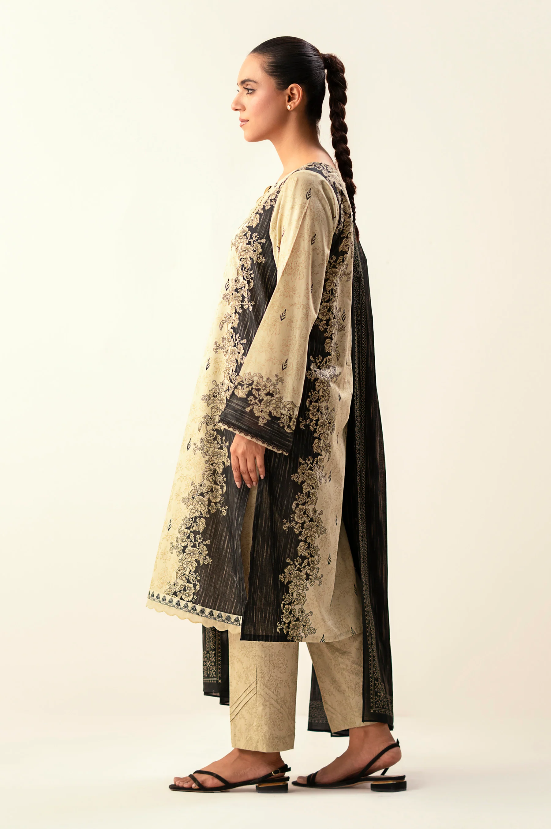 Stitched 3 Piece Printed Lawn Suit - Image 5
