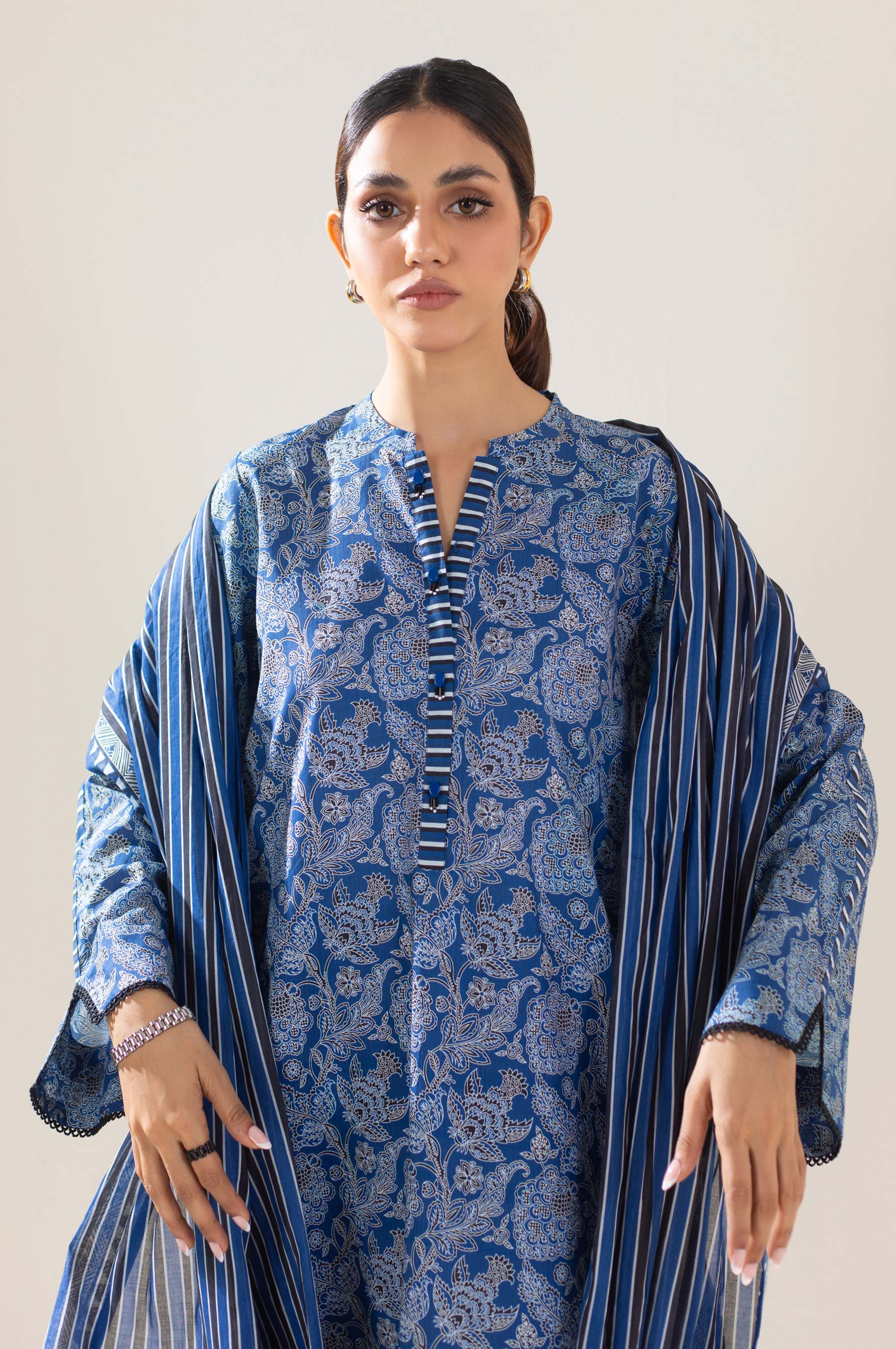 Stitched 3 Piece Printed Lawn Suit - Image 4