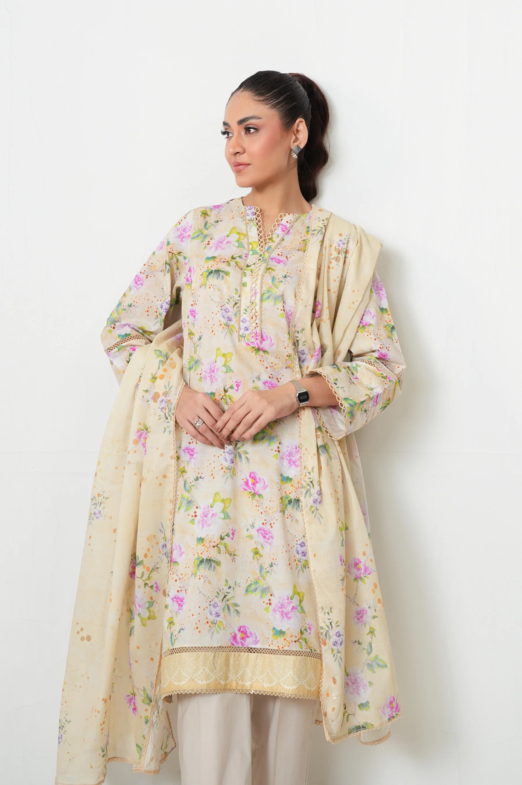 Stitched 3 Piece Digital Printed Lawn Suit - Image 6