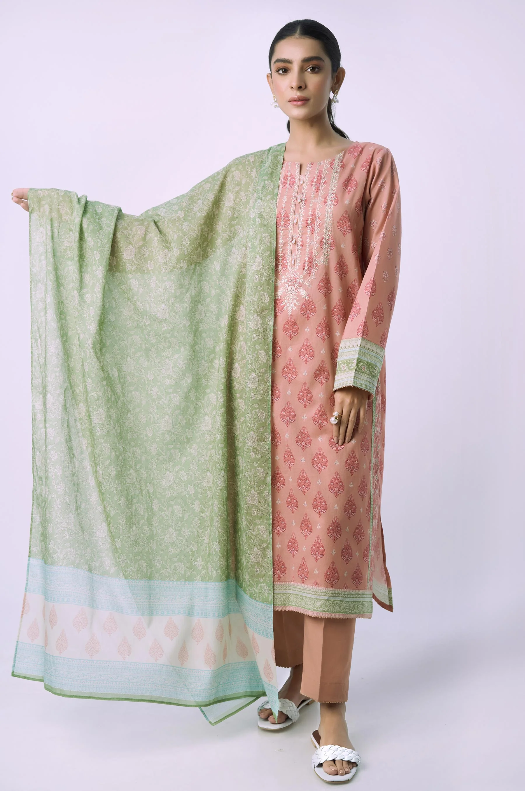 Stitched 3 Piece Printed Lawn Suit - Image 2