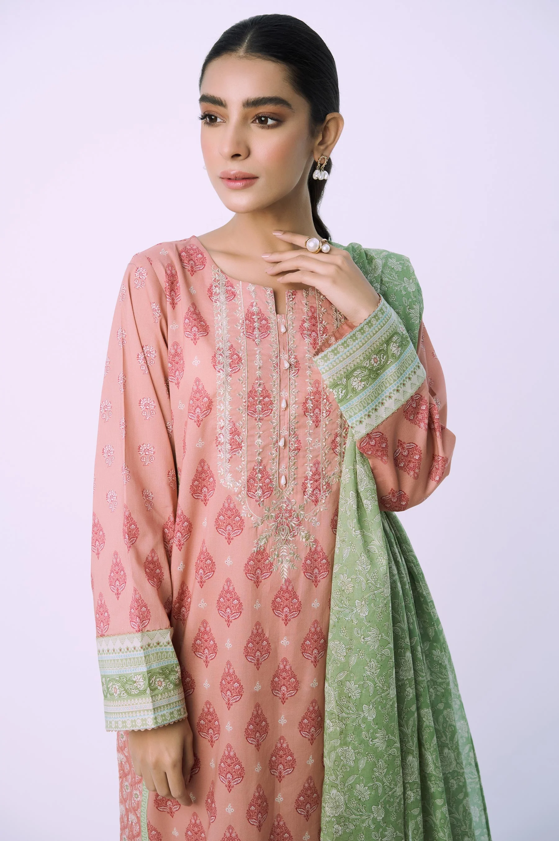Stitched 3 Piece Printed Lawn Suit - Image 4