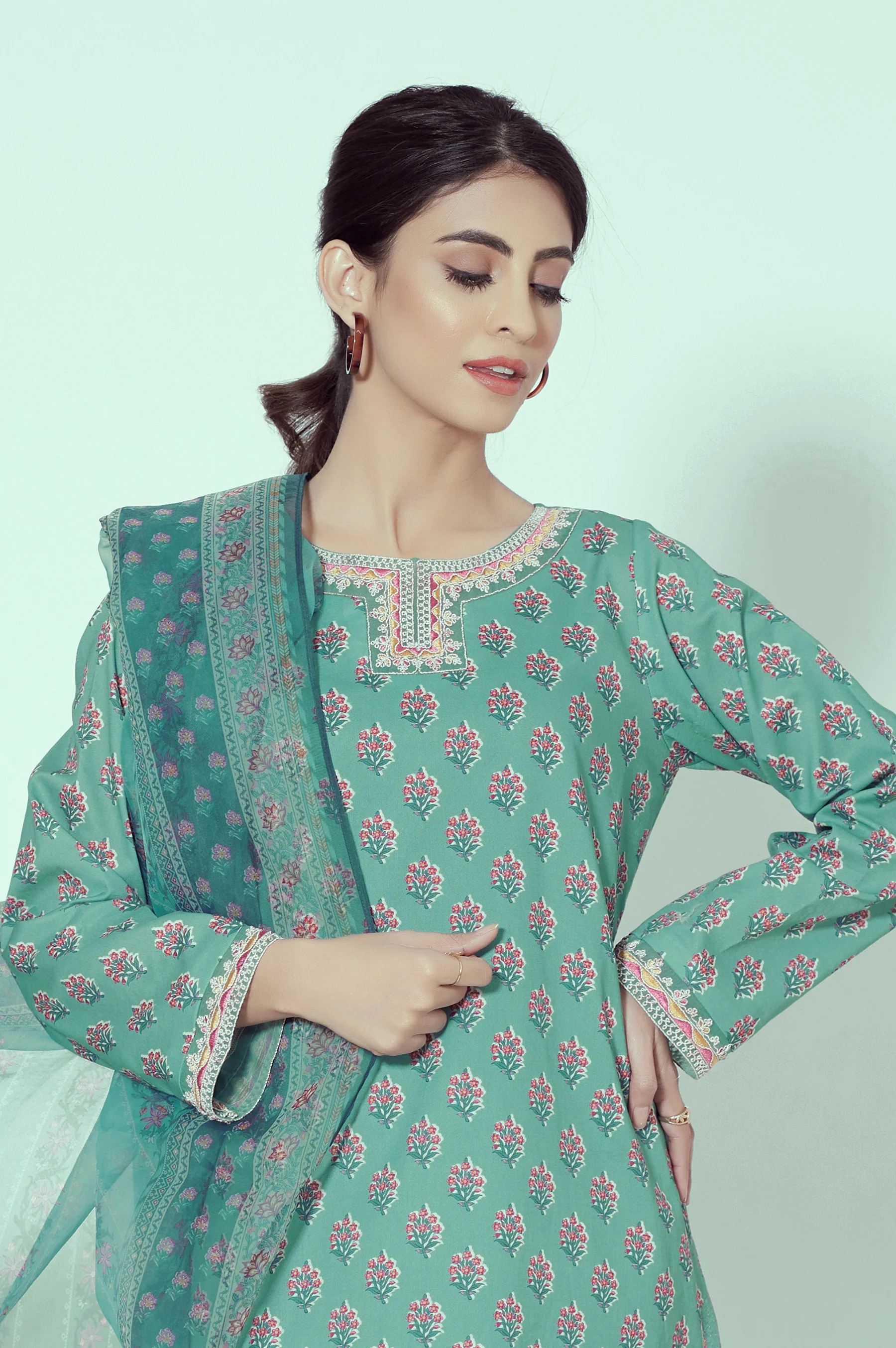 Stitched 3 Piece Printed Lawn Suit - Image 3
