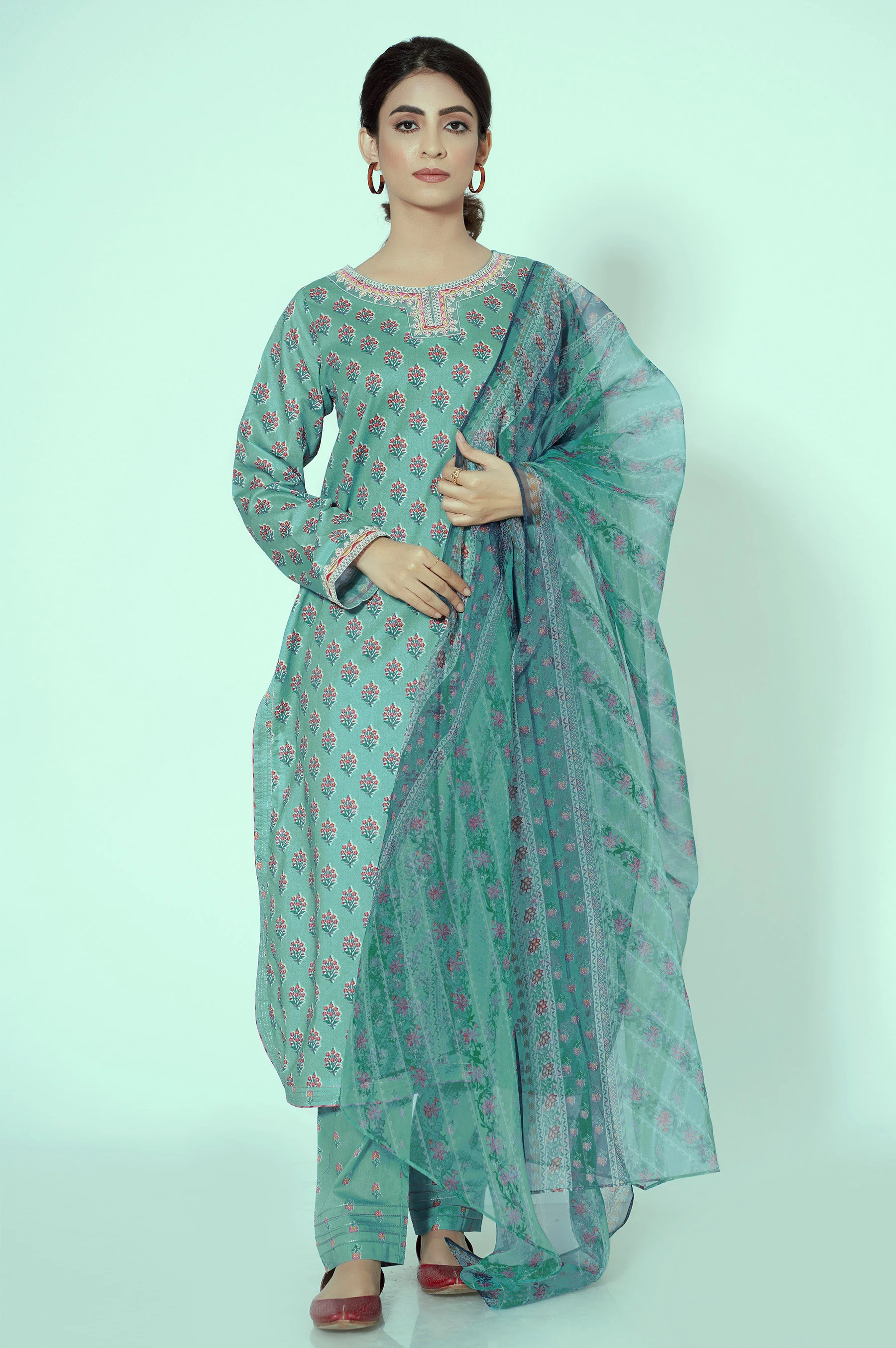 Stitched 3 Piece Printed Lawn Suit - Image 5