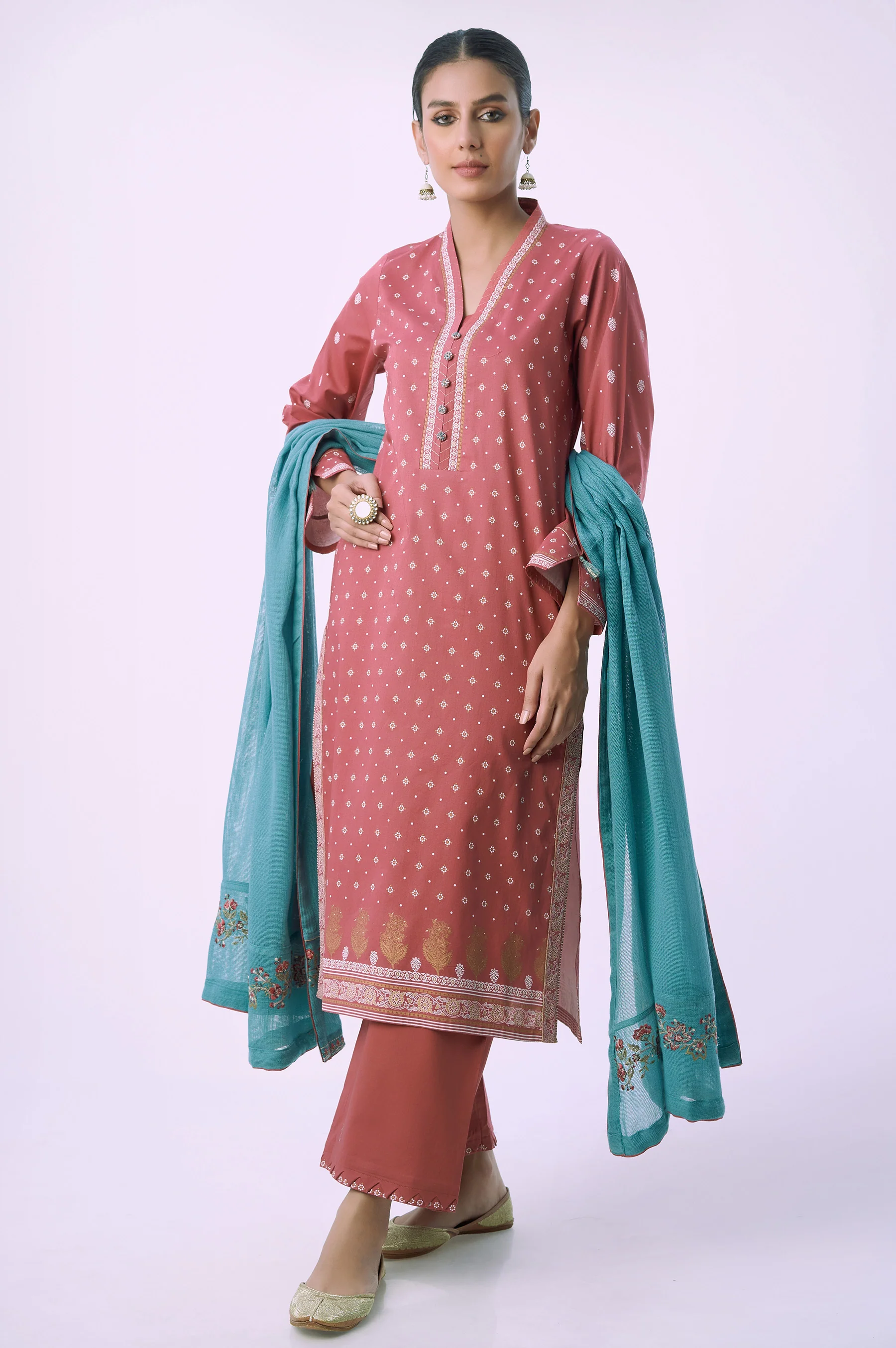 Stitched 3 Piece Printed Lawn Suit - Image 3