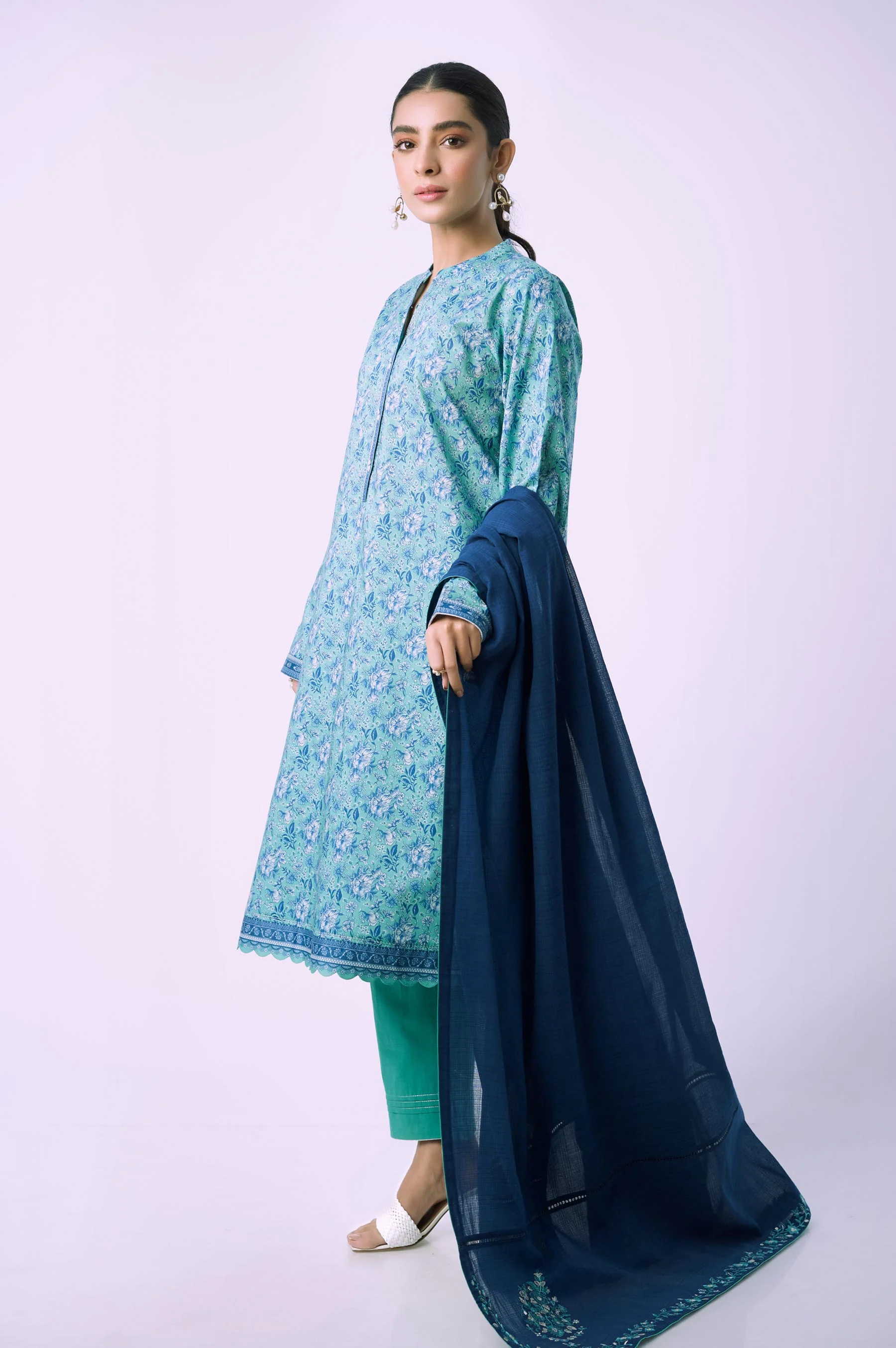 Stitched 3 Piece Printed Lawn Suit - Image 5