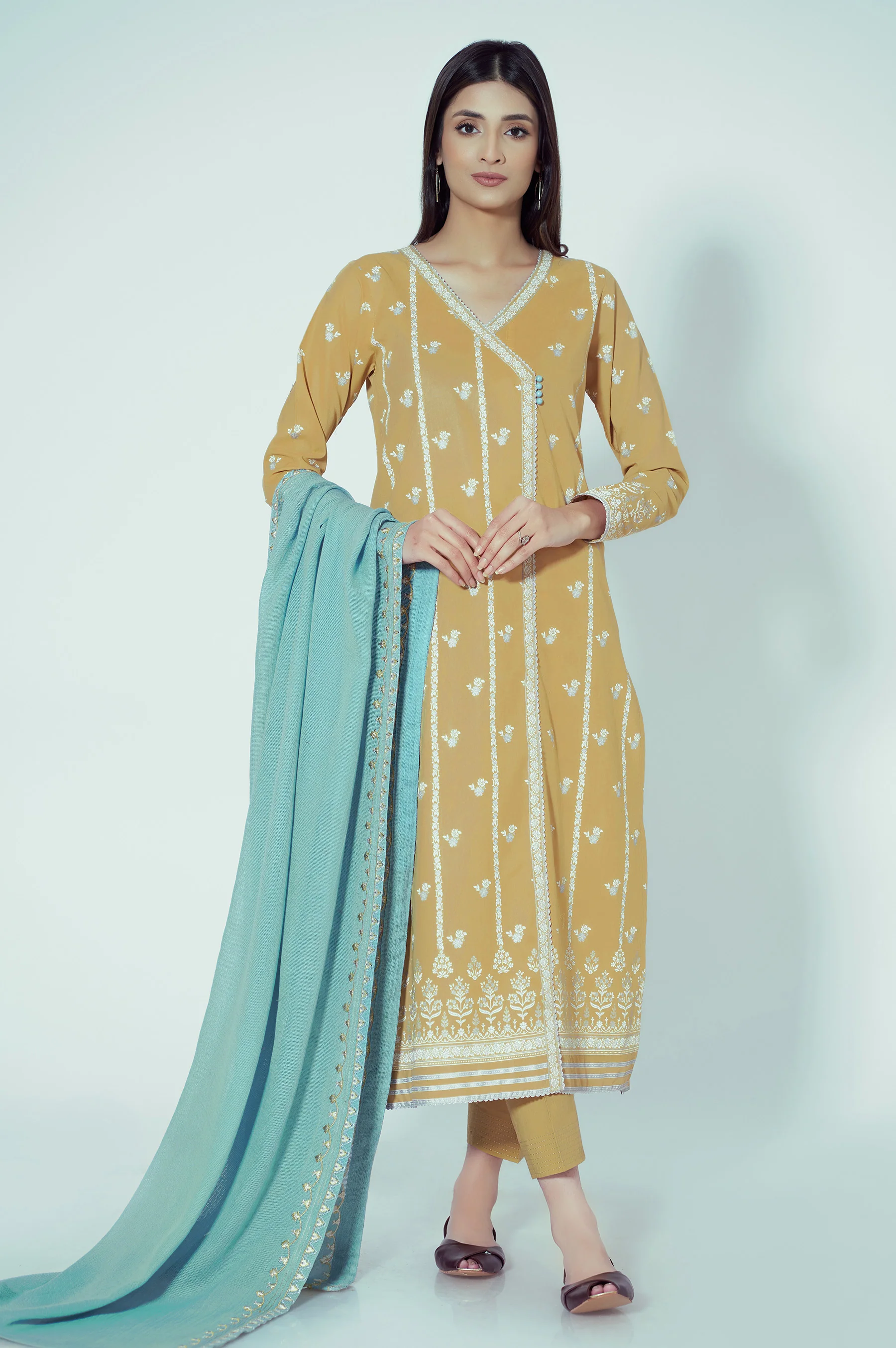 Stitched 3 Piece Paste Printed Lawn Suit - Image 2