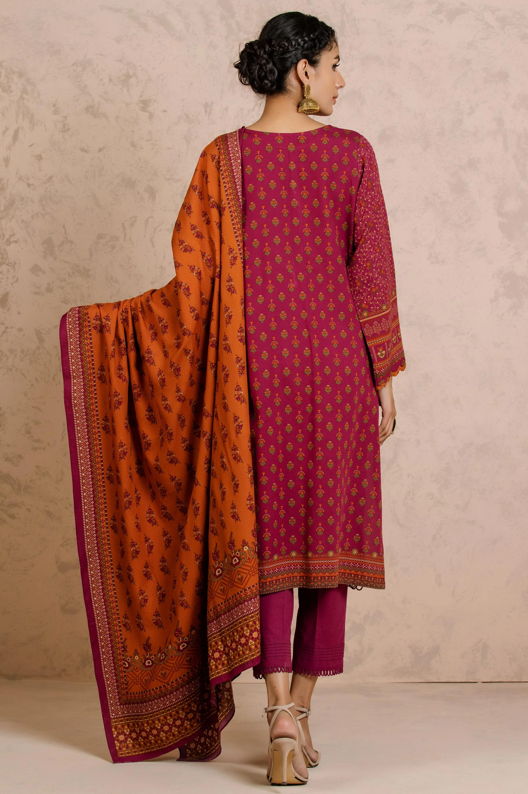 Stitched 3 Piece Printed Linen Viscose Suit - Image 2