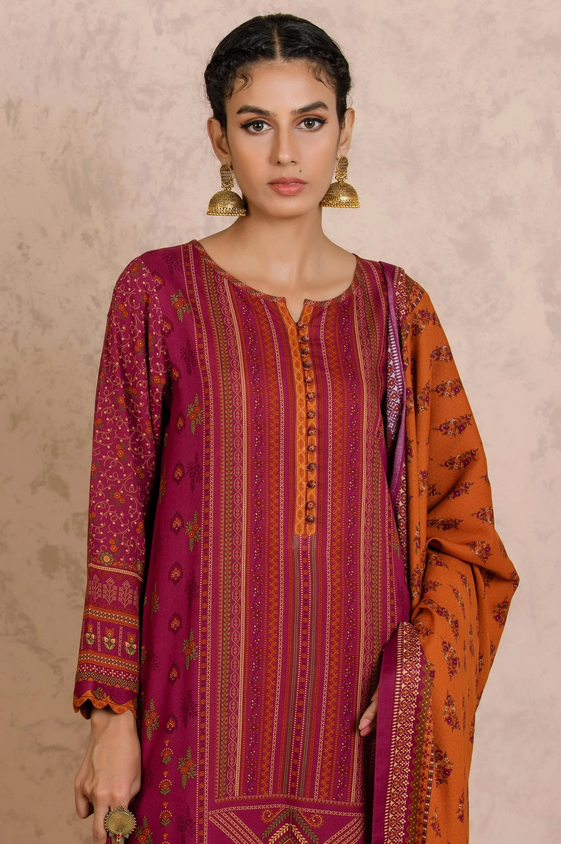Stitched 3 Piece Printed Linen Viscose Suit - Image 4