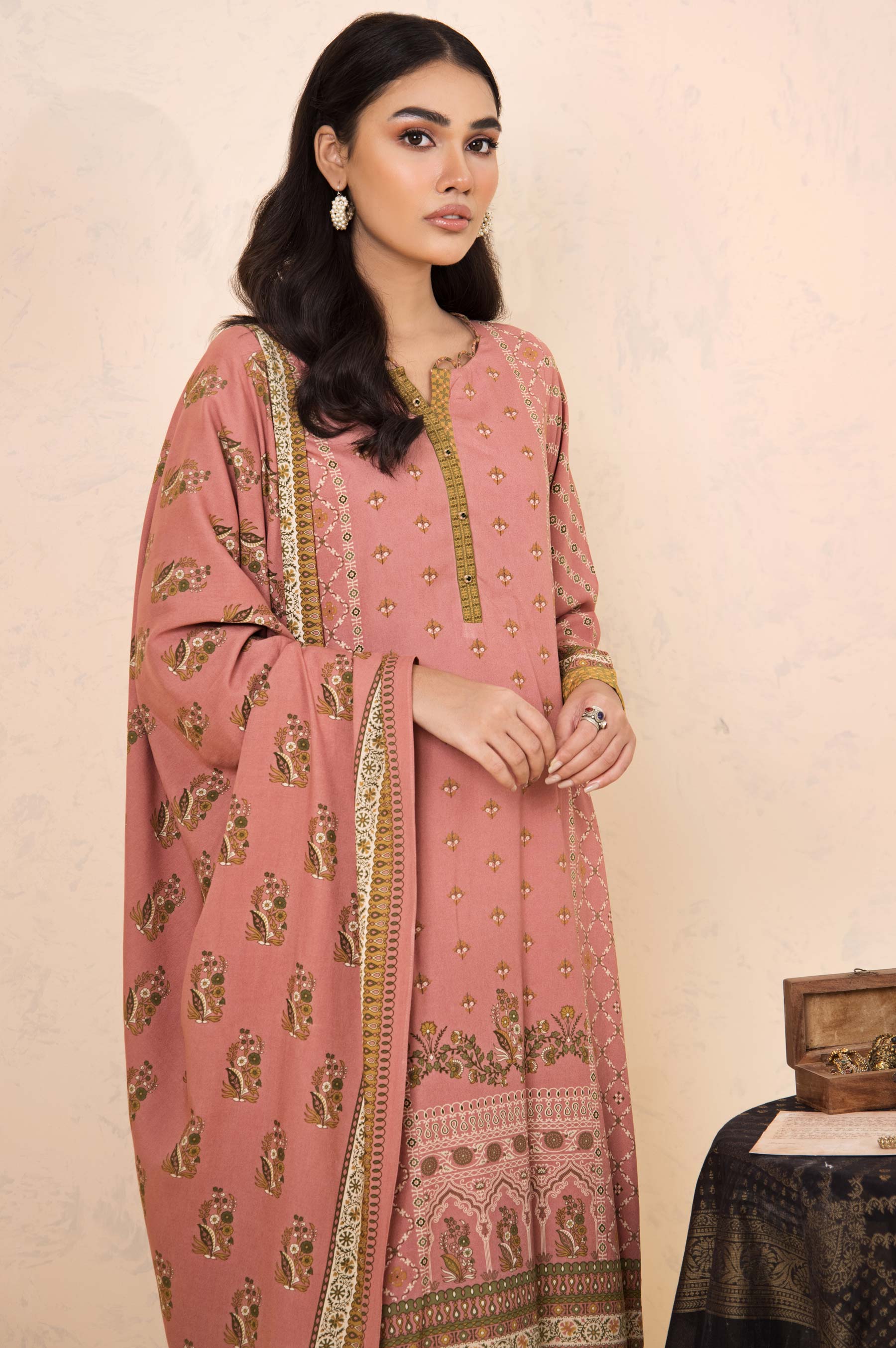 Stitched 3 Piece Printed Linen Viscose Suit - Image 2