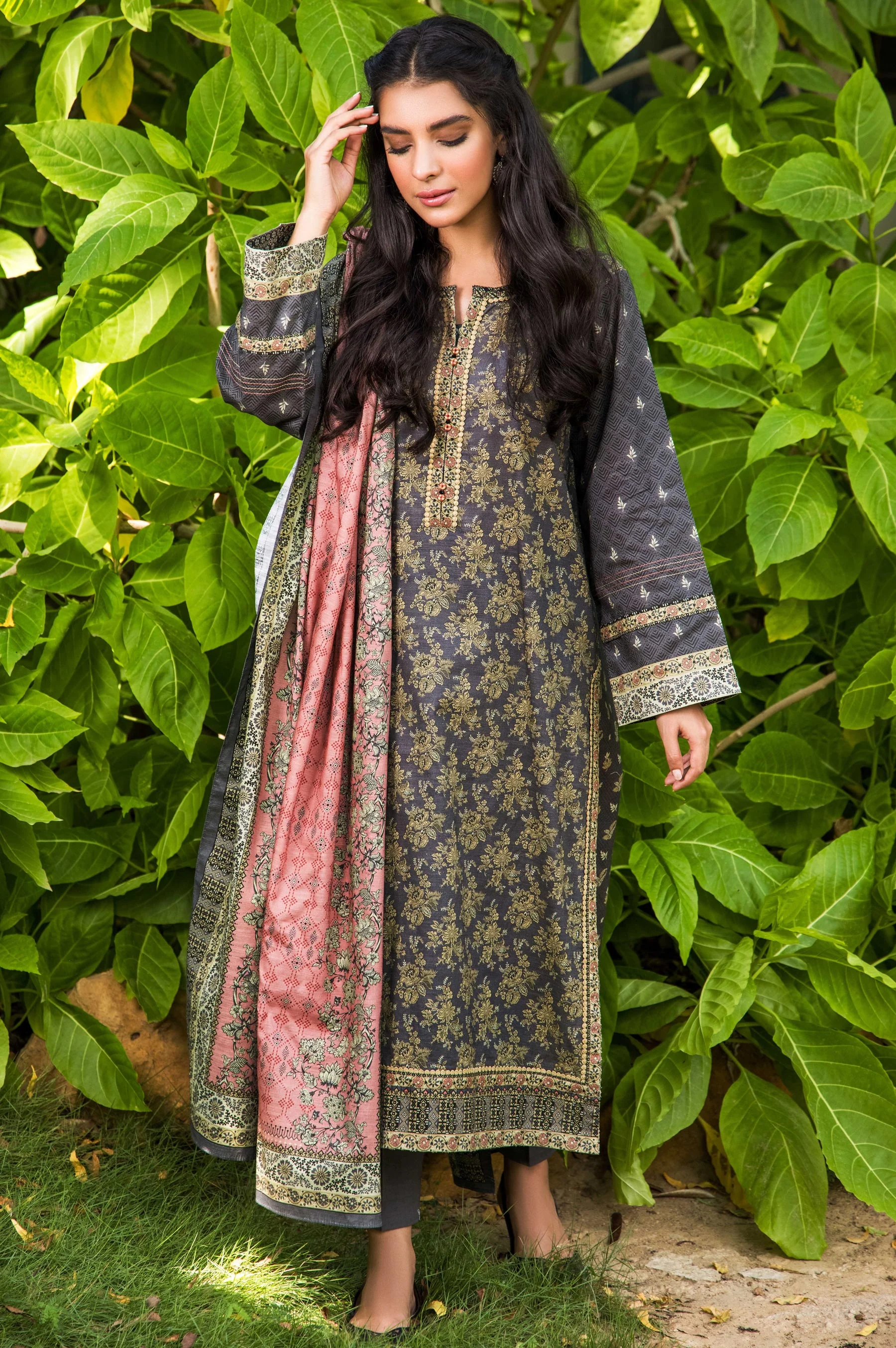 Stitched 3 Piece Printed Linen Viscose Suit - Image 2