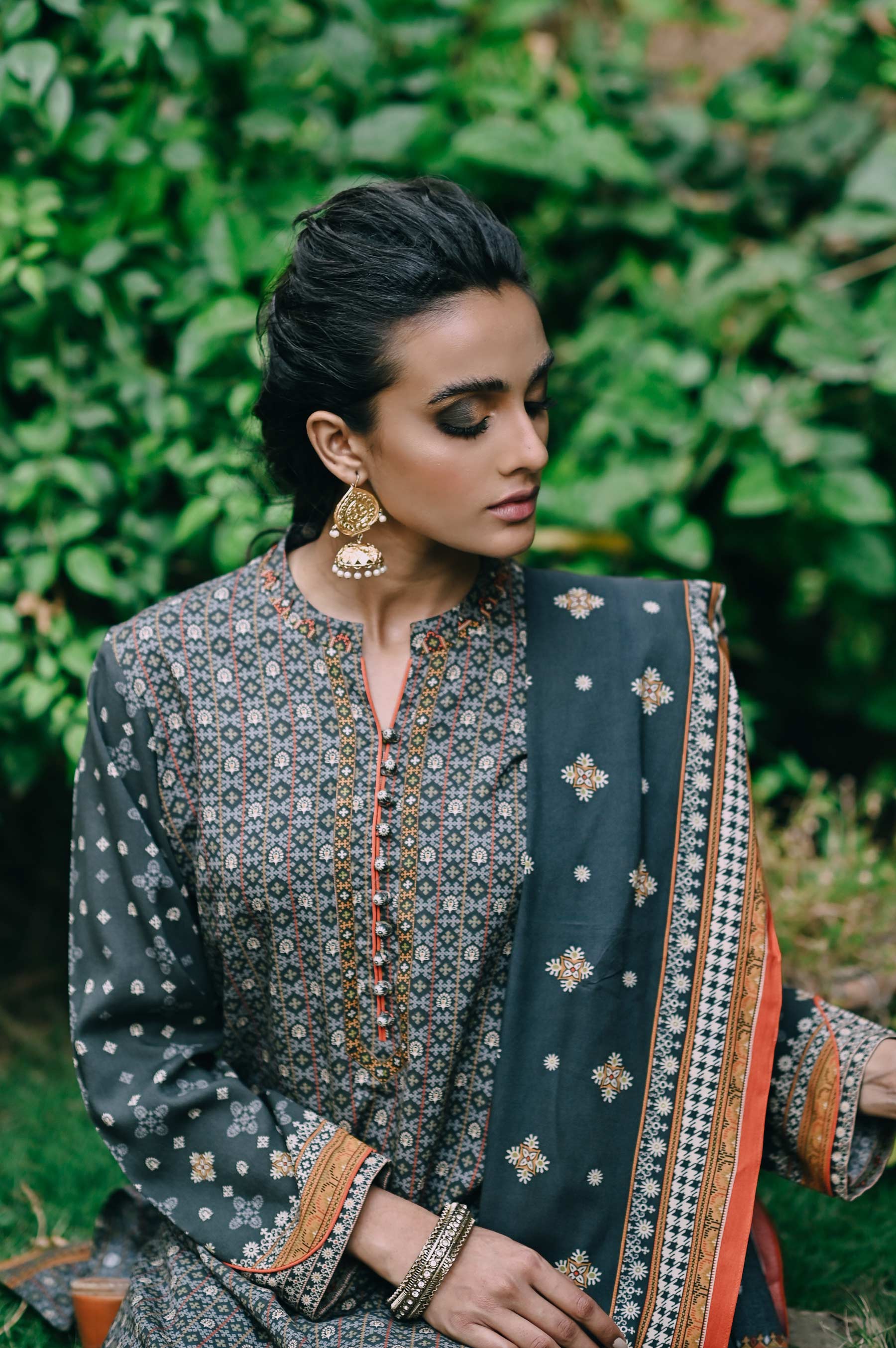 Stitched 3 Piece Printed Linen Viscose Suit - Image 5