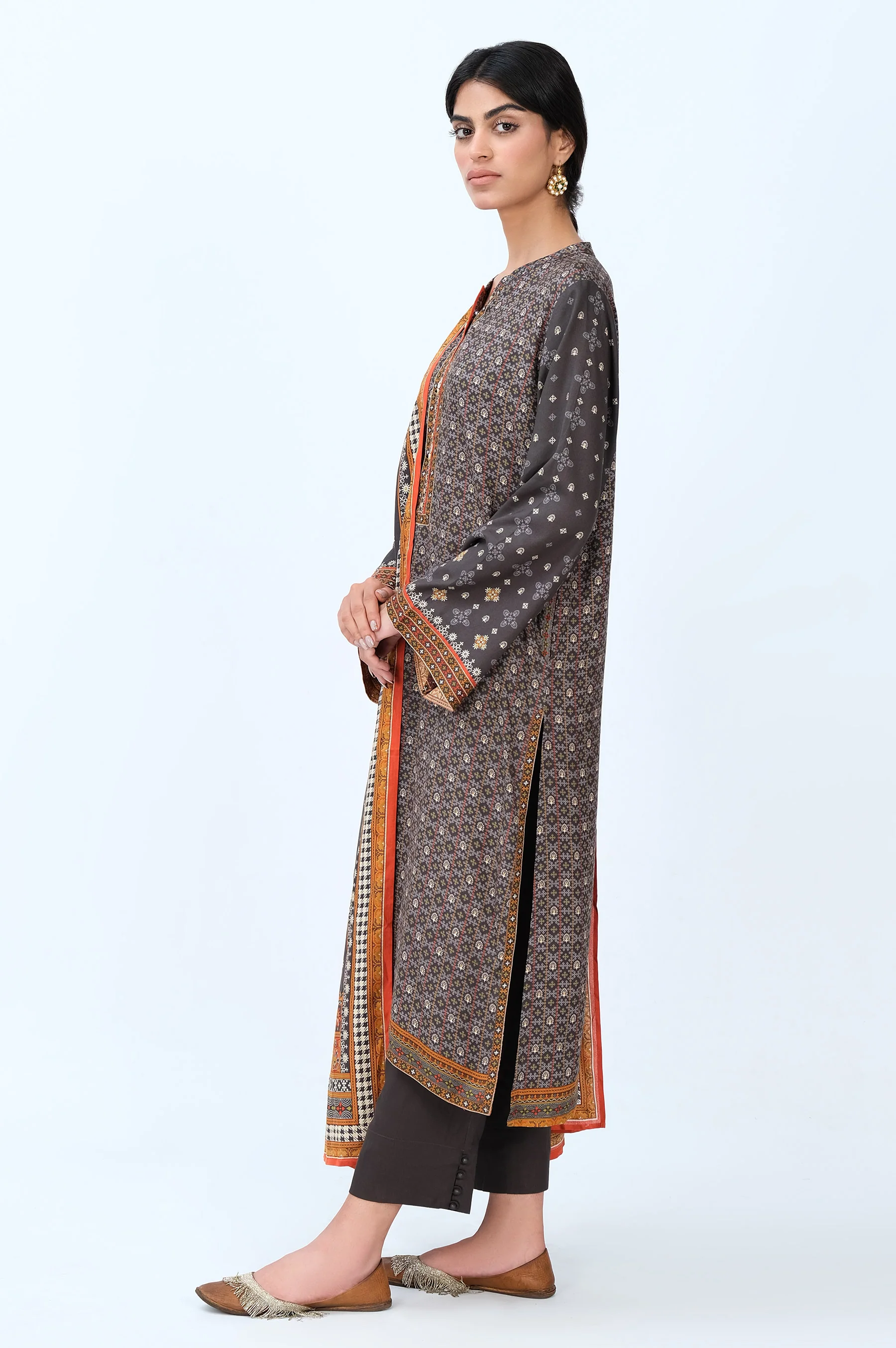 Stitched 3 Piece Printed Linen Viscose Suit - Image 4
