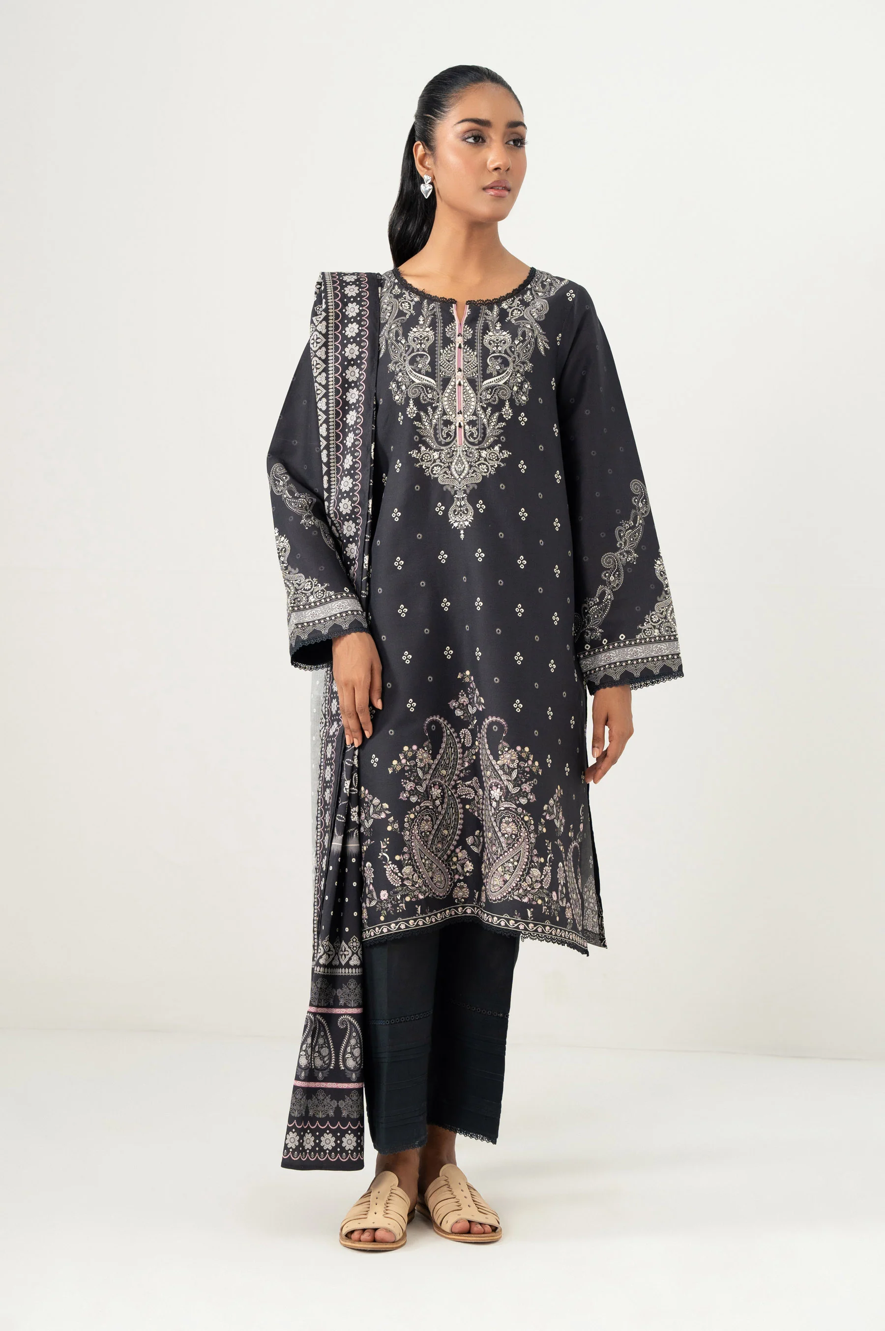 STITCHED PRINTED LINEN VISCOSE SUIT - Image 2