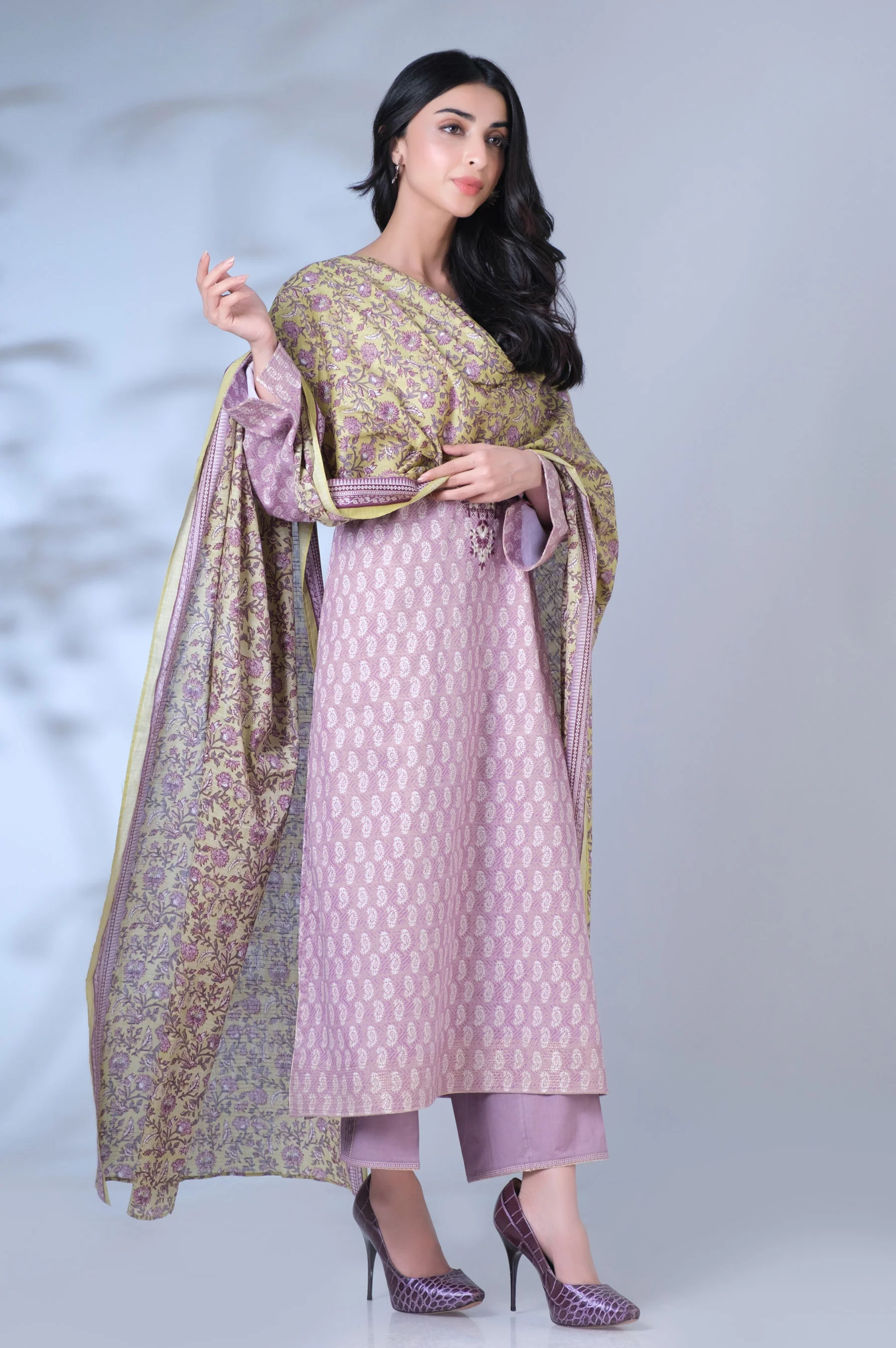Stitched 3 Piece Printed Mysuri Lawn Suit - Image 2