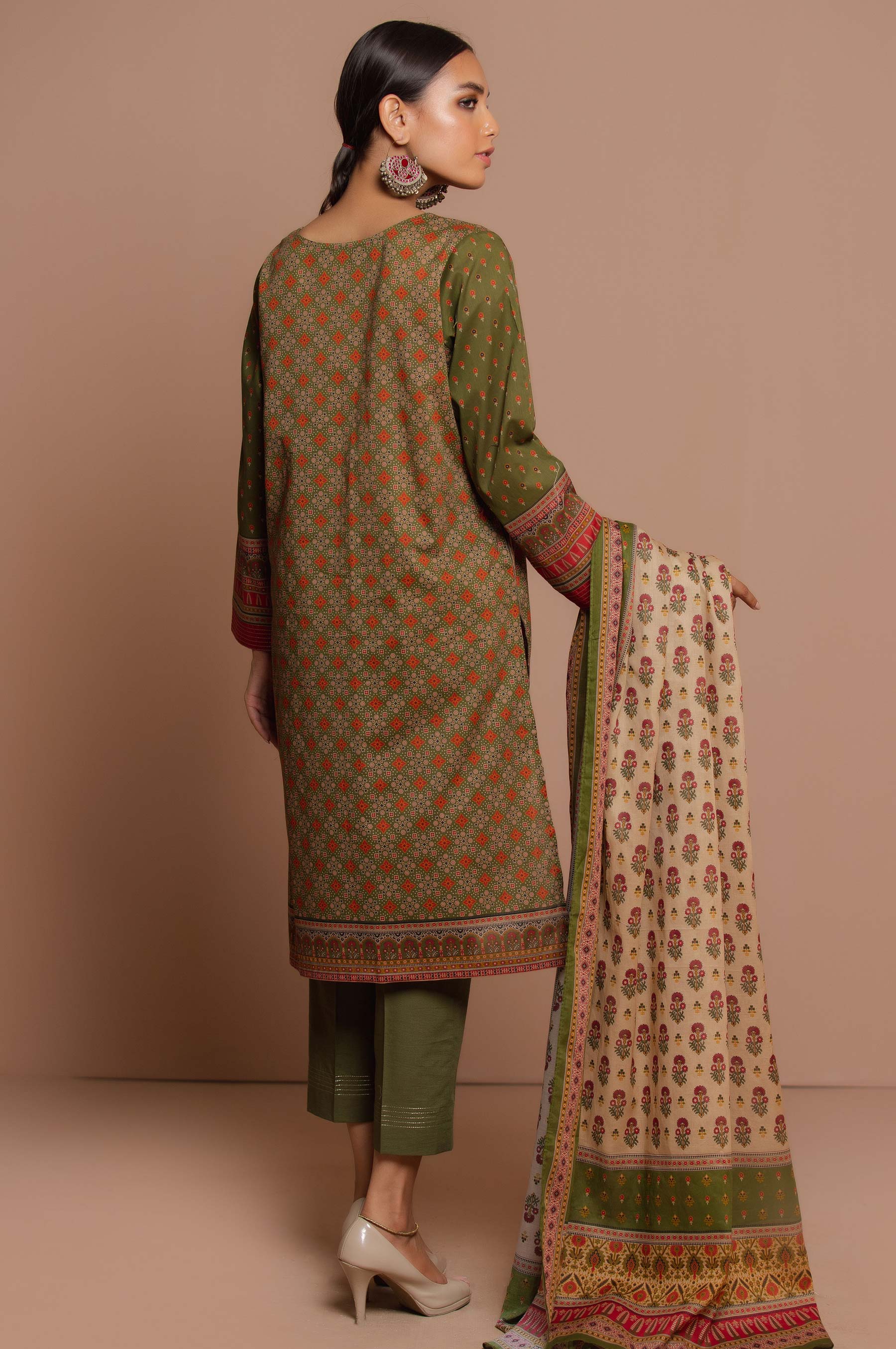 Stitched 3 Piece Printed Slub Lawn Suit - Image 3