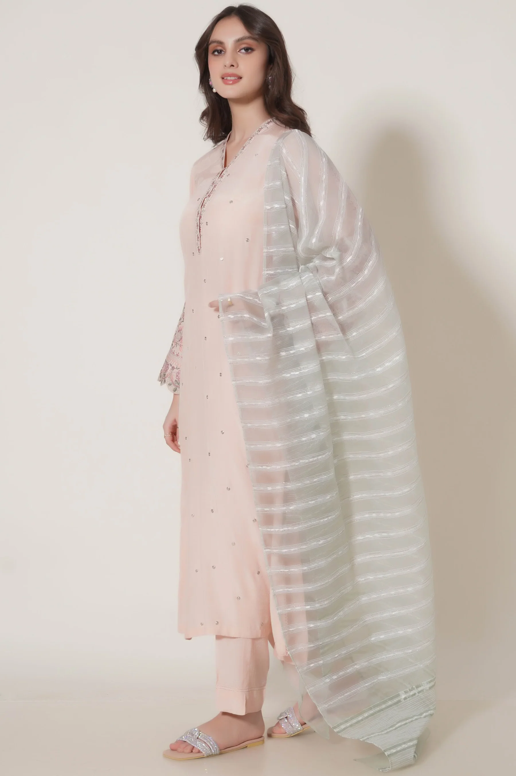 Stitched 3 Piece Raw Silk Embroidered Outfit - Image 3