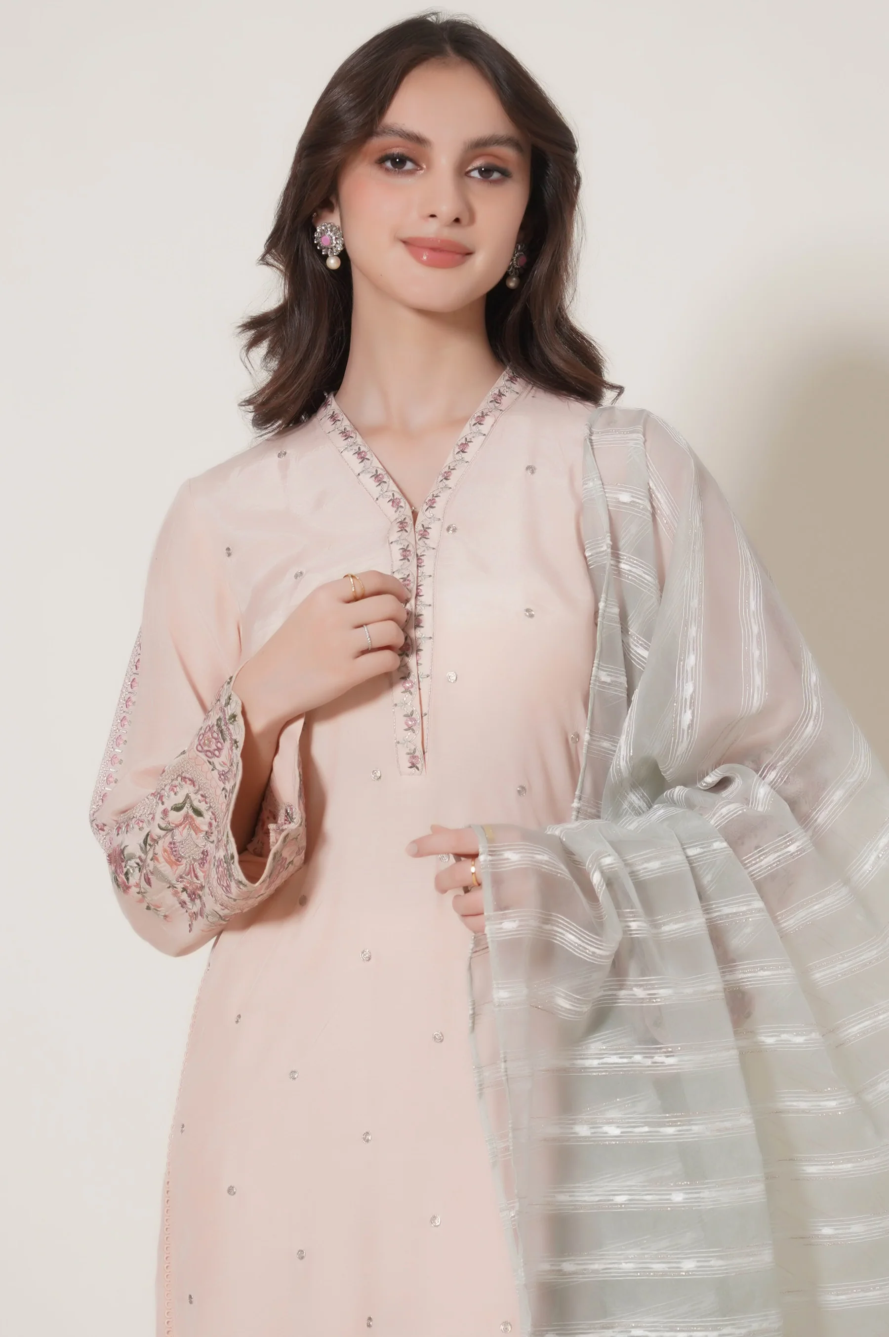 Stitched 3 Piece Raw Silk Embroidered Outfit - Image 4