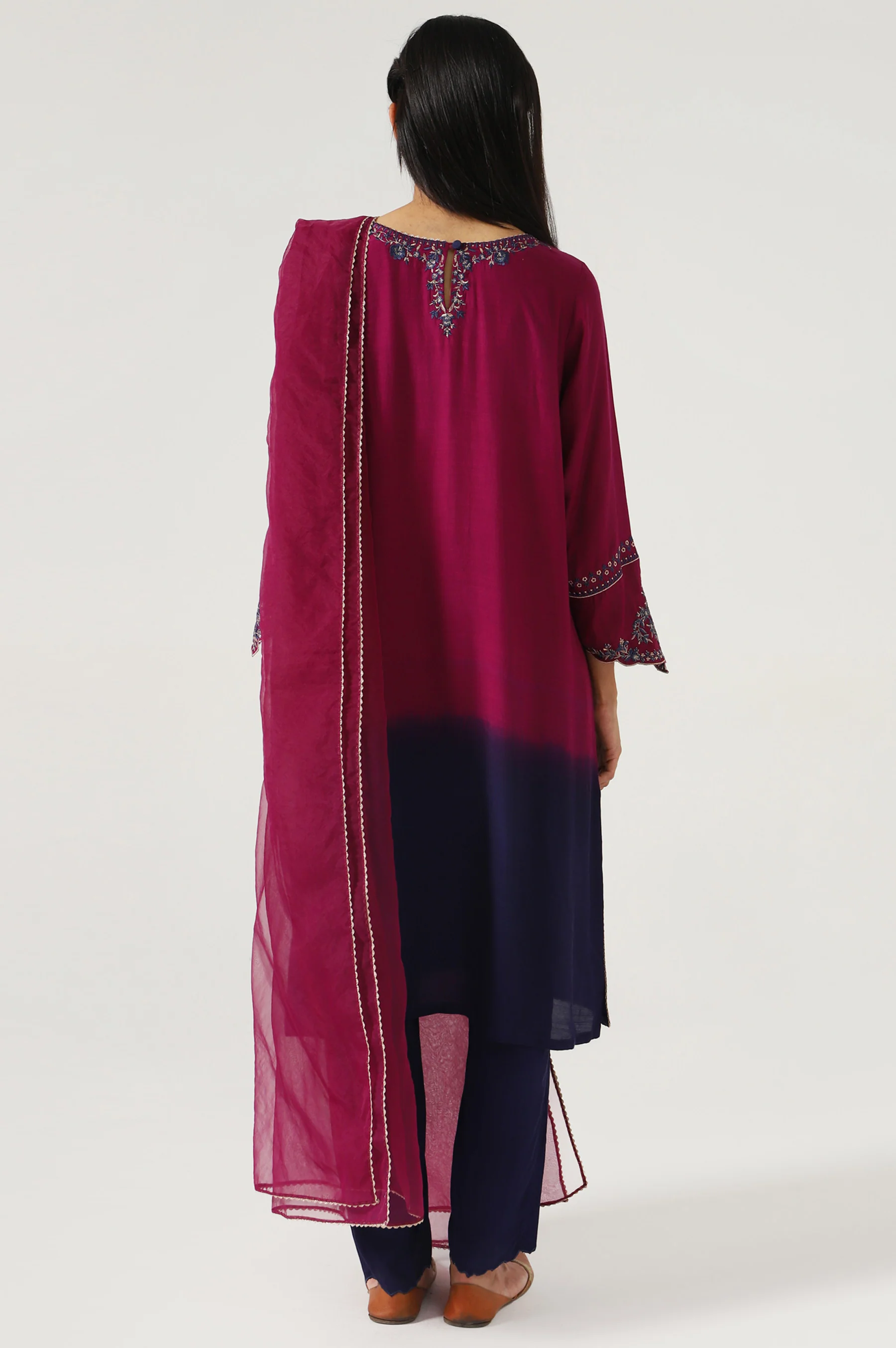Stitched 3 Piece Raw Silk Embroidered Outfit - Image 3