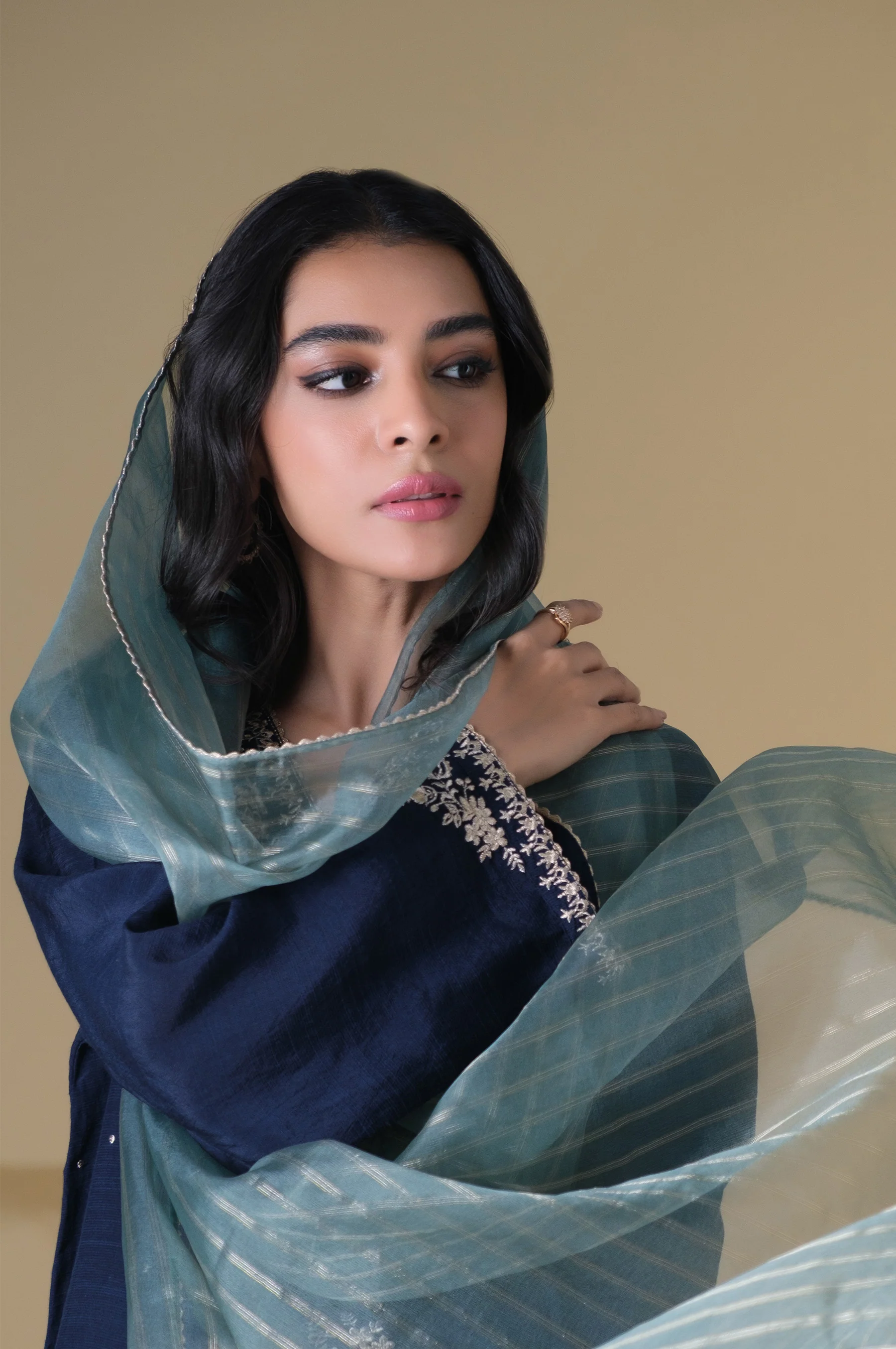 Stitched 3 piece Rawsilk Embroidered Outfit - Image 2