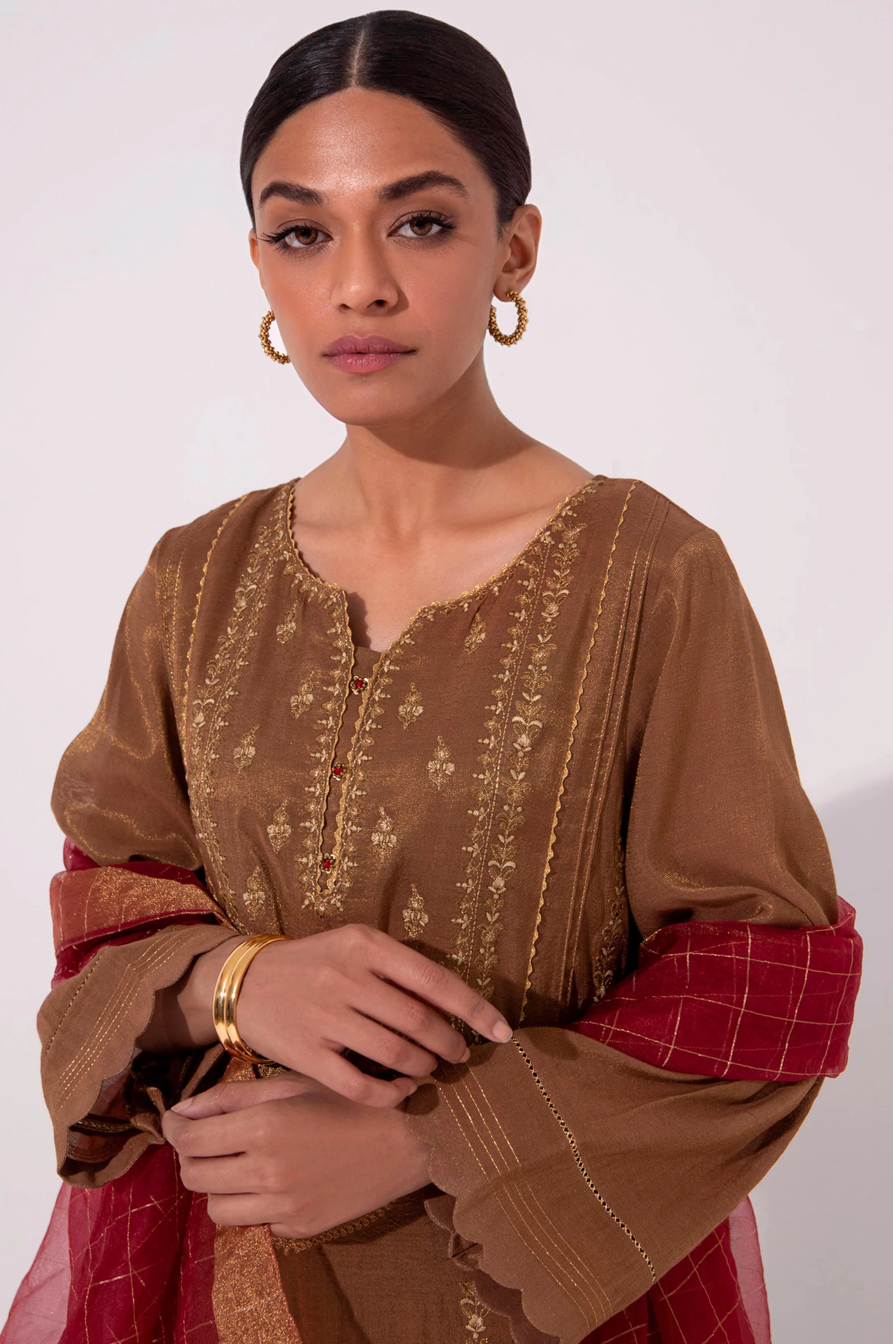 Stitched 3 Piece Staple Maysori Embroidered Suit - Image 3