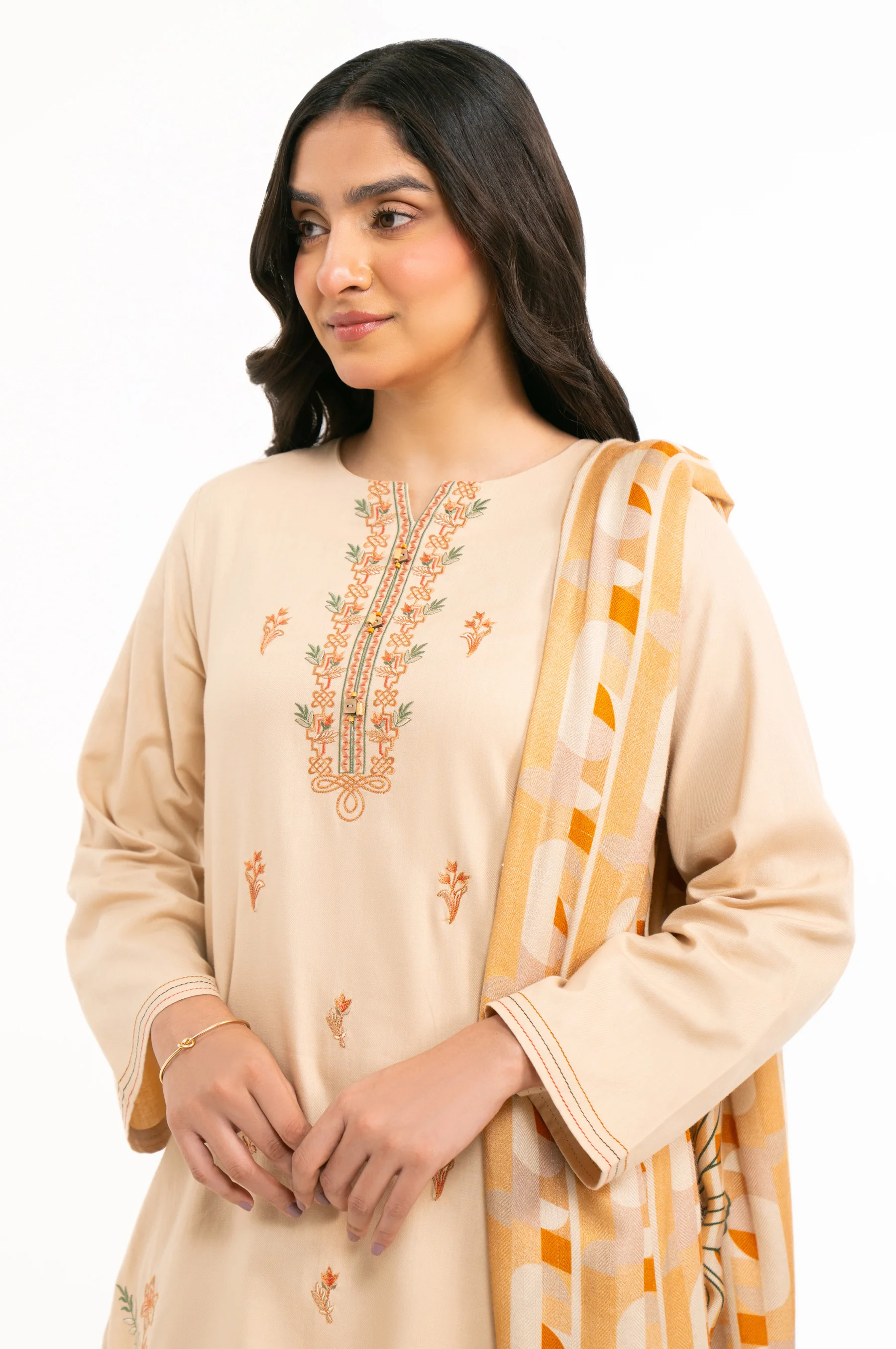 EMBROIDERED TWILL KHADDAR STITCHED 3 PIECE SUIT - Image 2