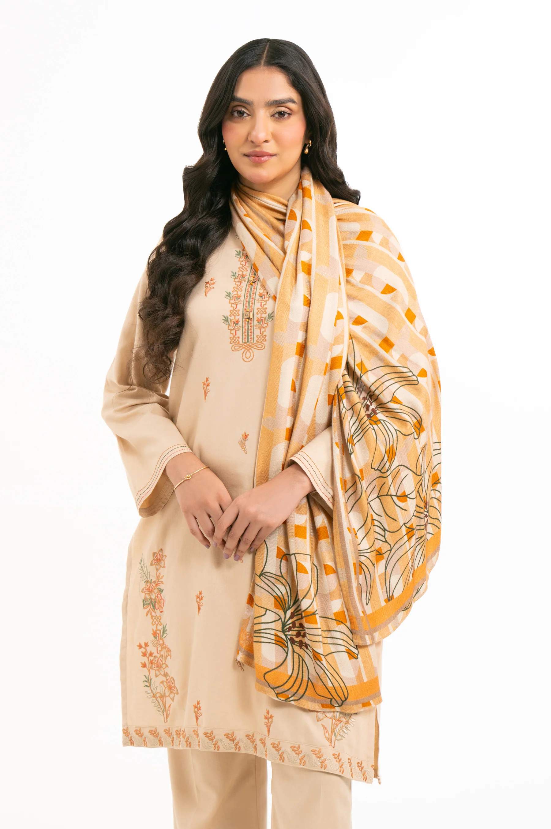 EMBROIDERED TWILL KHADDAR STITCHED 3 PIECE SUIT - Image 6
