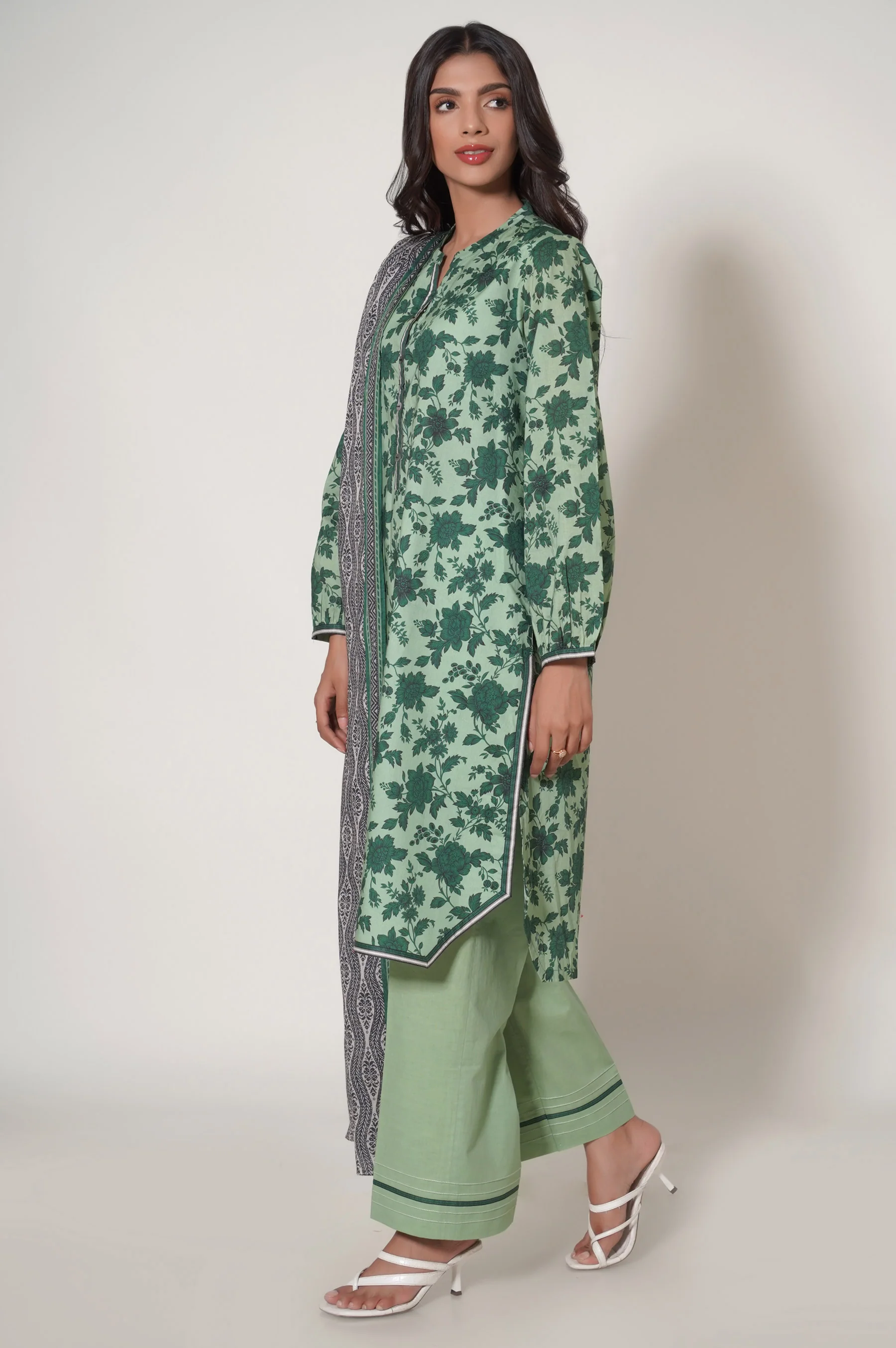 Stitched 3 Piece Printed Cambric Suit - Image 4